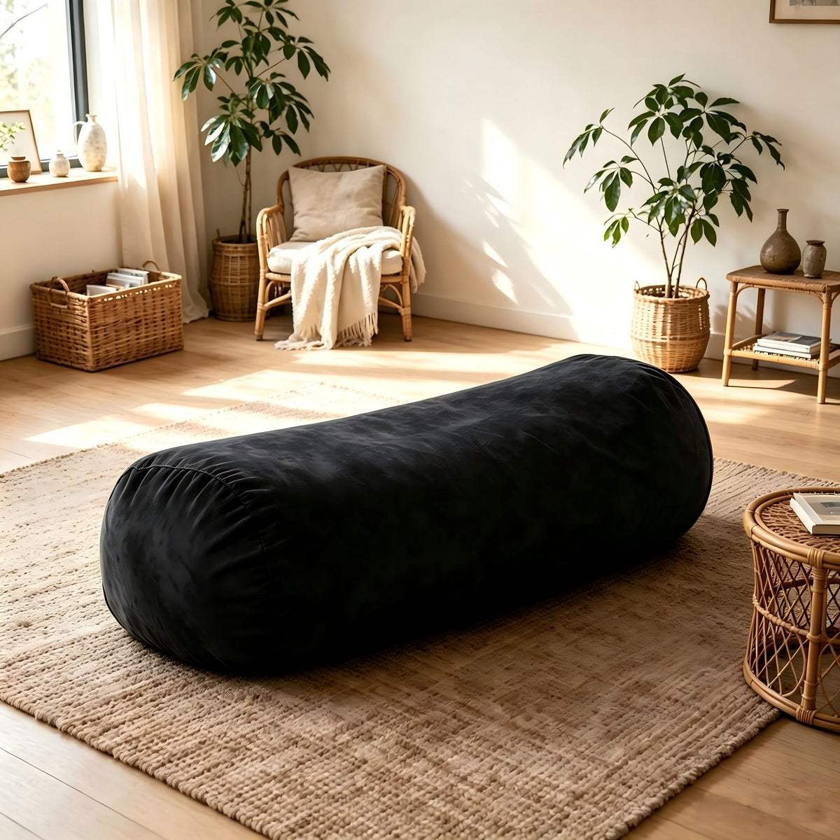 Lara - Cylindrical Bean Bag - Black