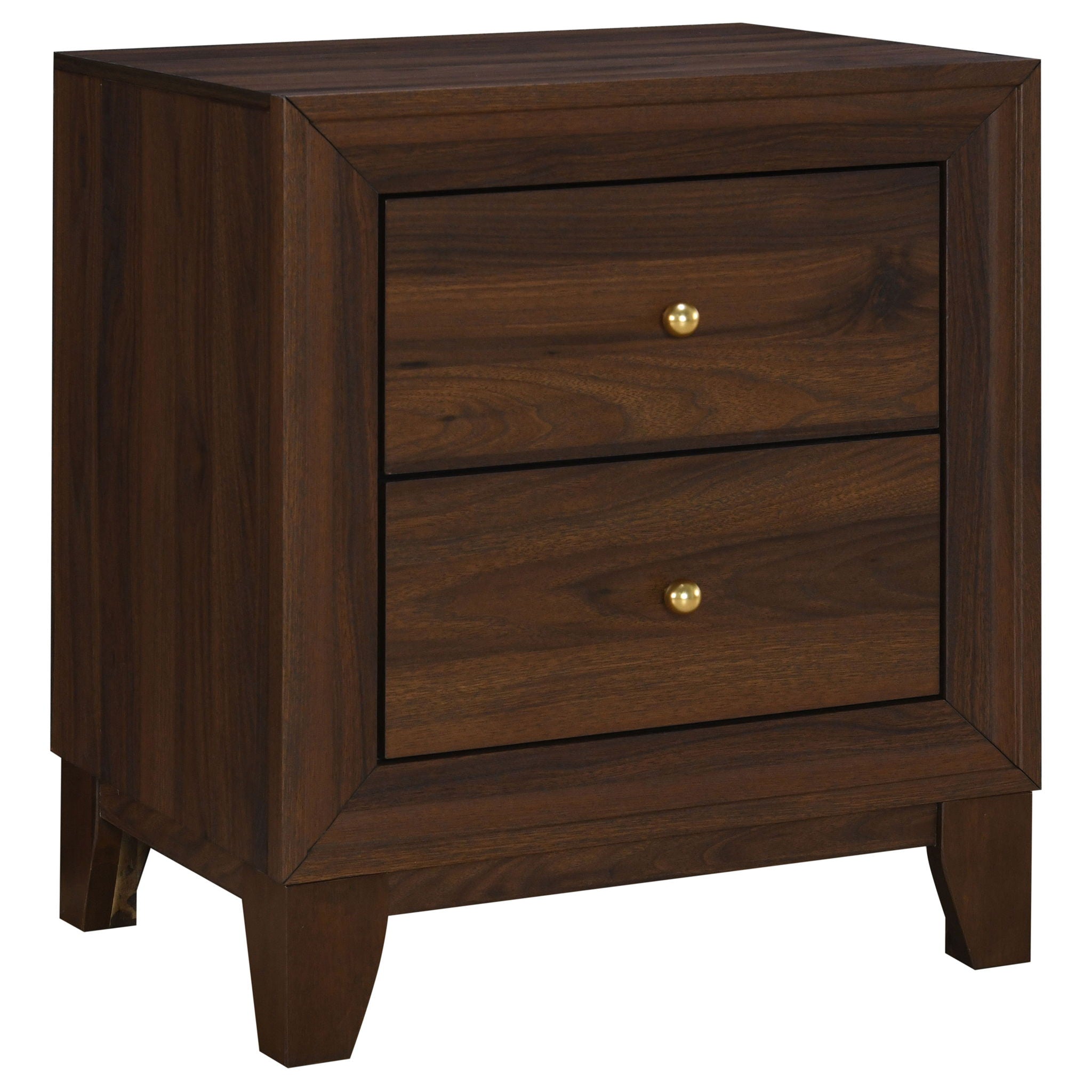 Anza - 2 Drawer Nightstand Bedside Table With Smooth Storage - Walnut