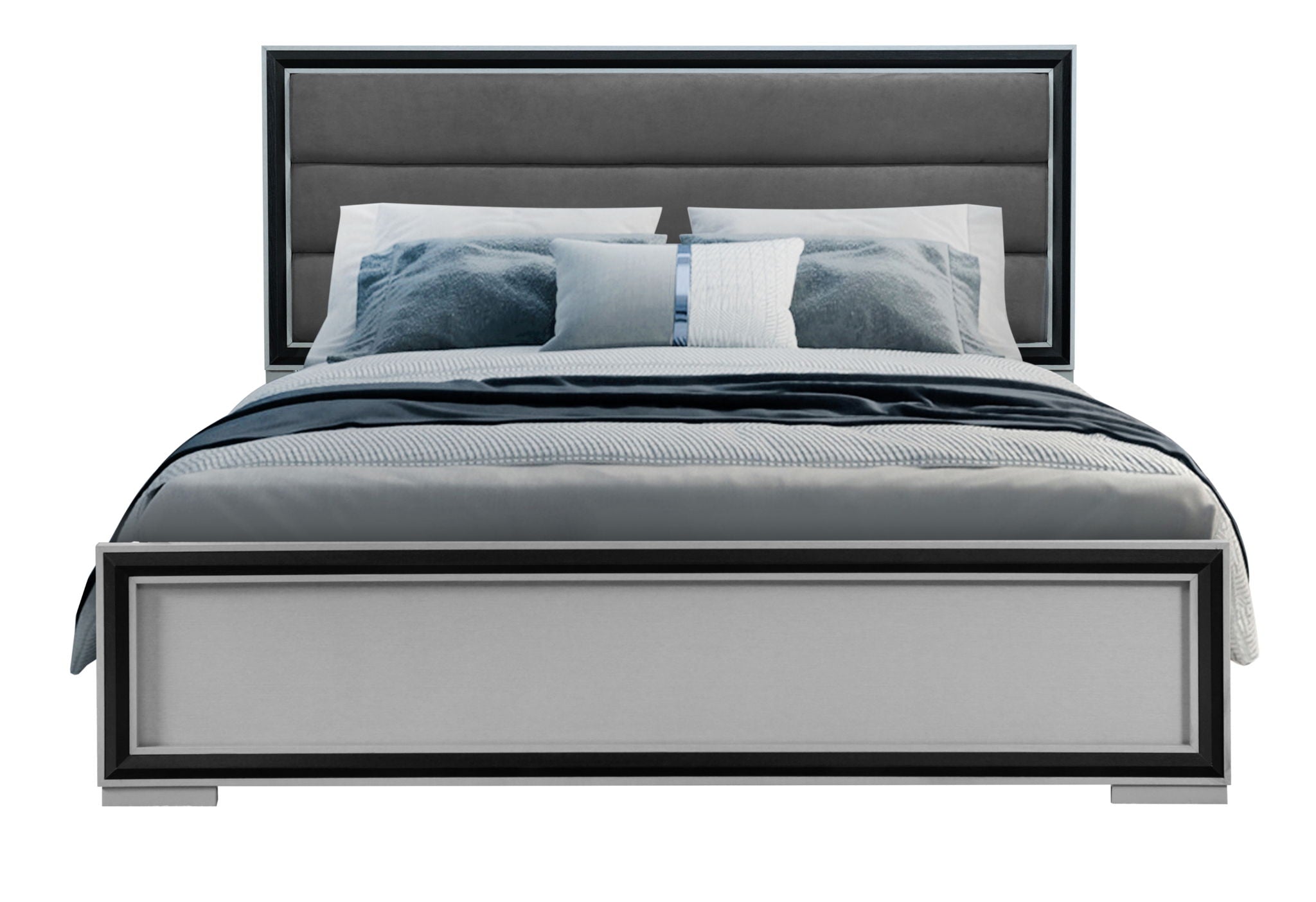 Amelia - Twin Bed Full Bed Siderails With LED - Gray Black