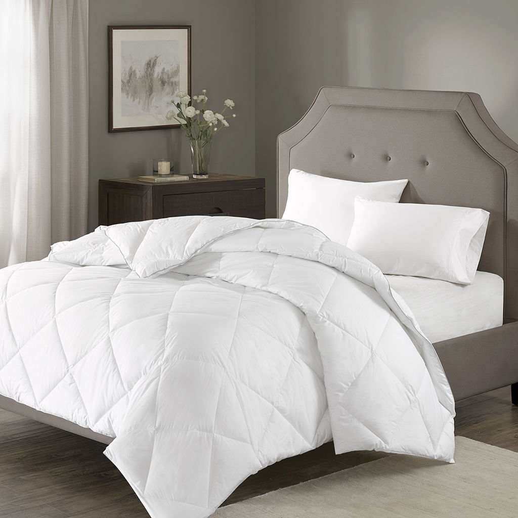 1000 Thread Count Cotton Rich - Rich Diamond Quilting Down Alternative Full Comforter - White