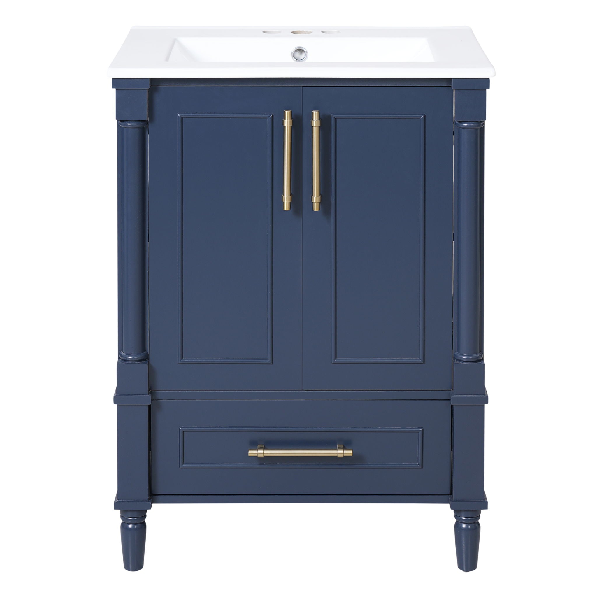 Bathroom Vanity With Ornate French Cylinder Legs, Soft Close Drawer