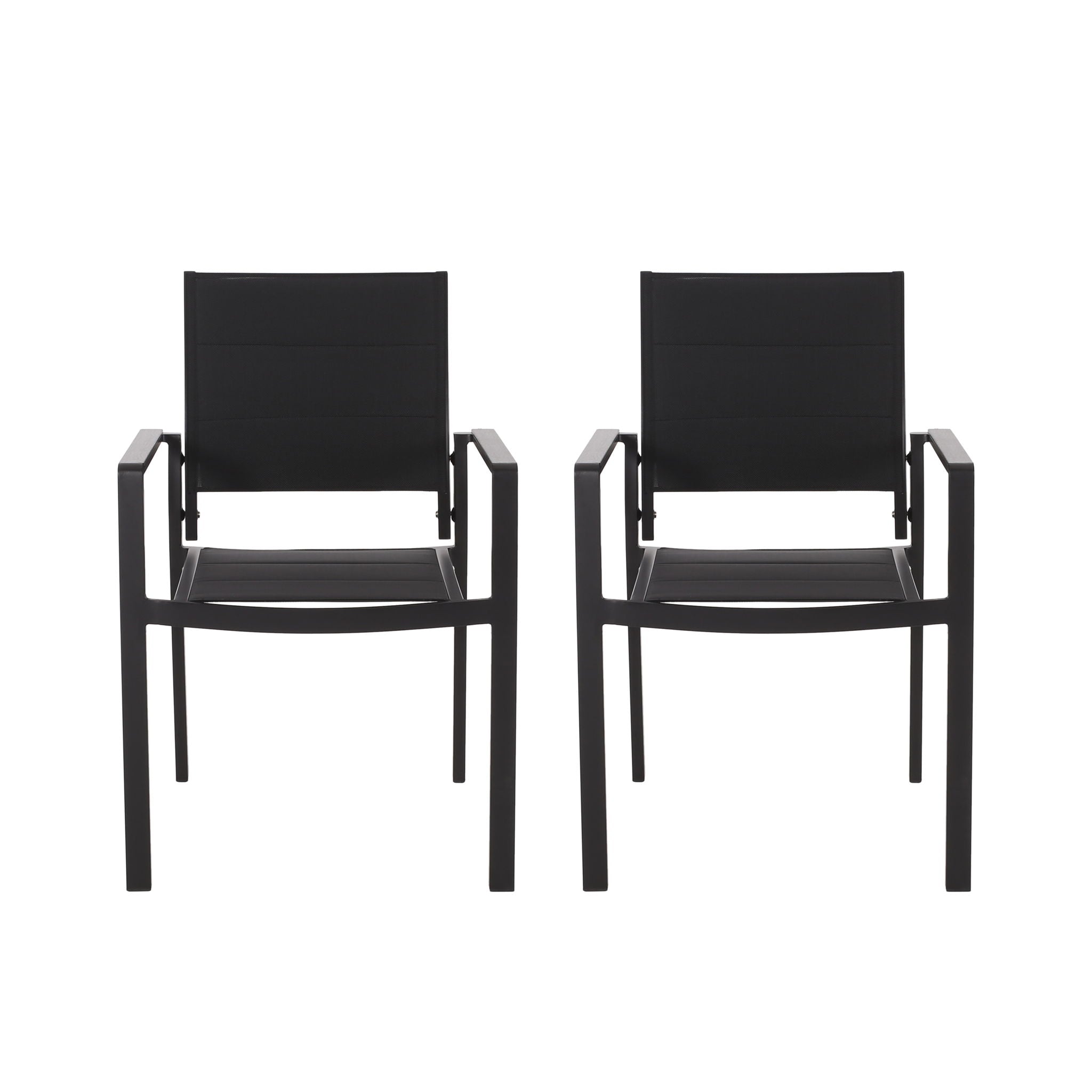 Baird - Outdoor Mesh And Aluminum Dining Chairs - Black