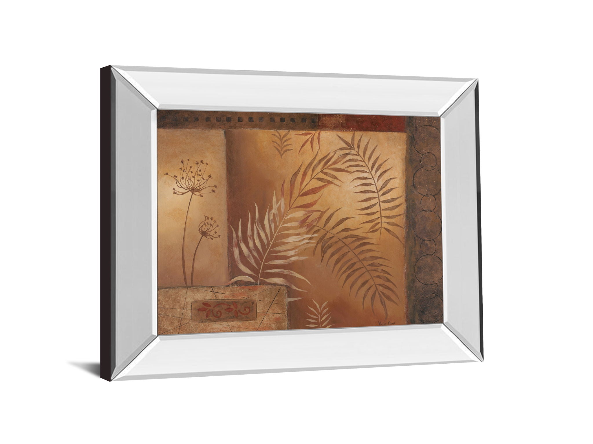 Modern Fern I By Vivian Flasch - Mirror Framed Print Wall Art - Light Brown