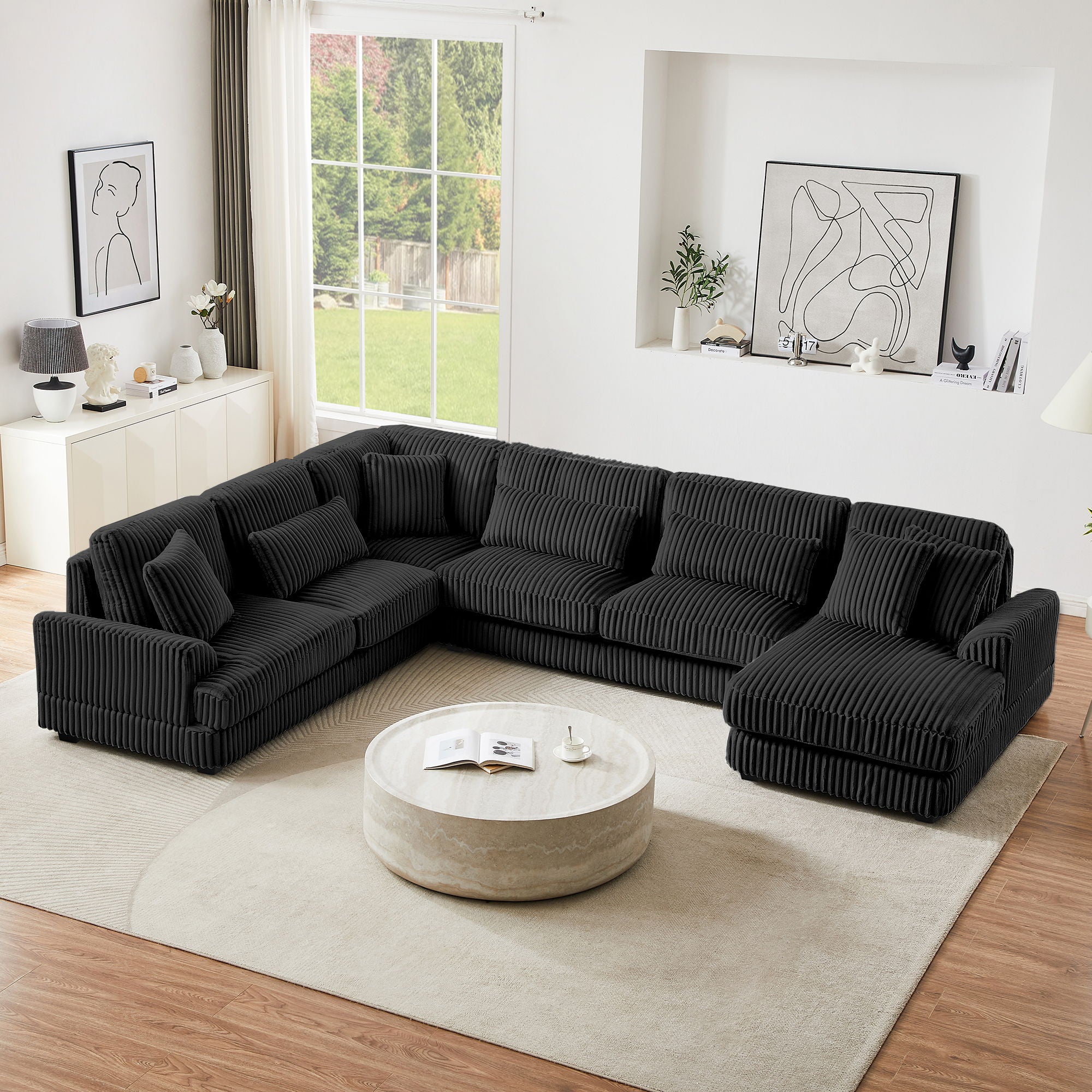 Oversized Sectional Sofa U - Shaped Sofa Couch Modern Sofa Upholstered In Soft With A Chaise Lounge For Living Room