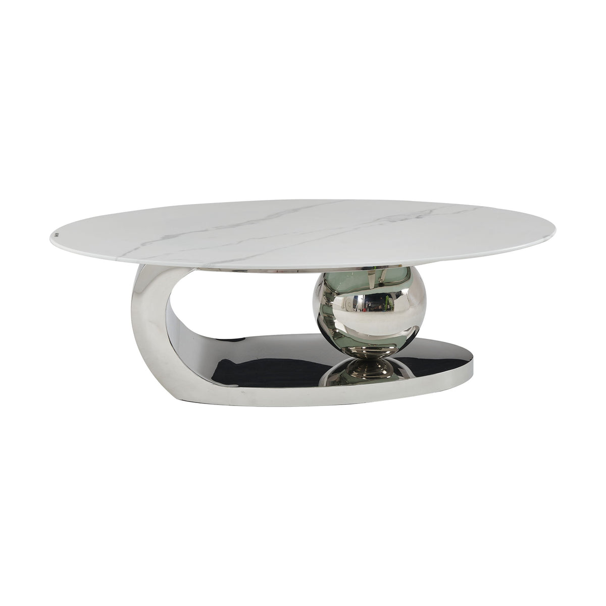 Oval Coffee Table With Geometric Precision