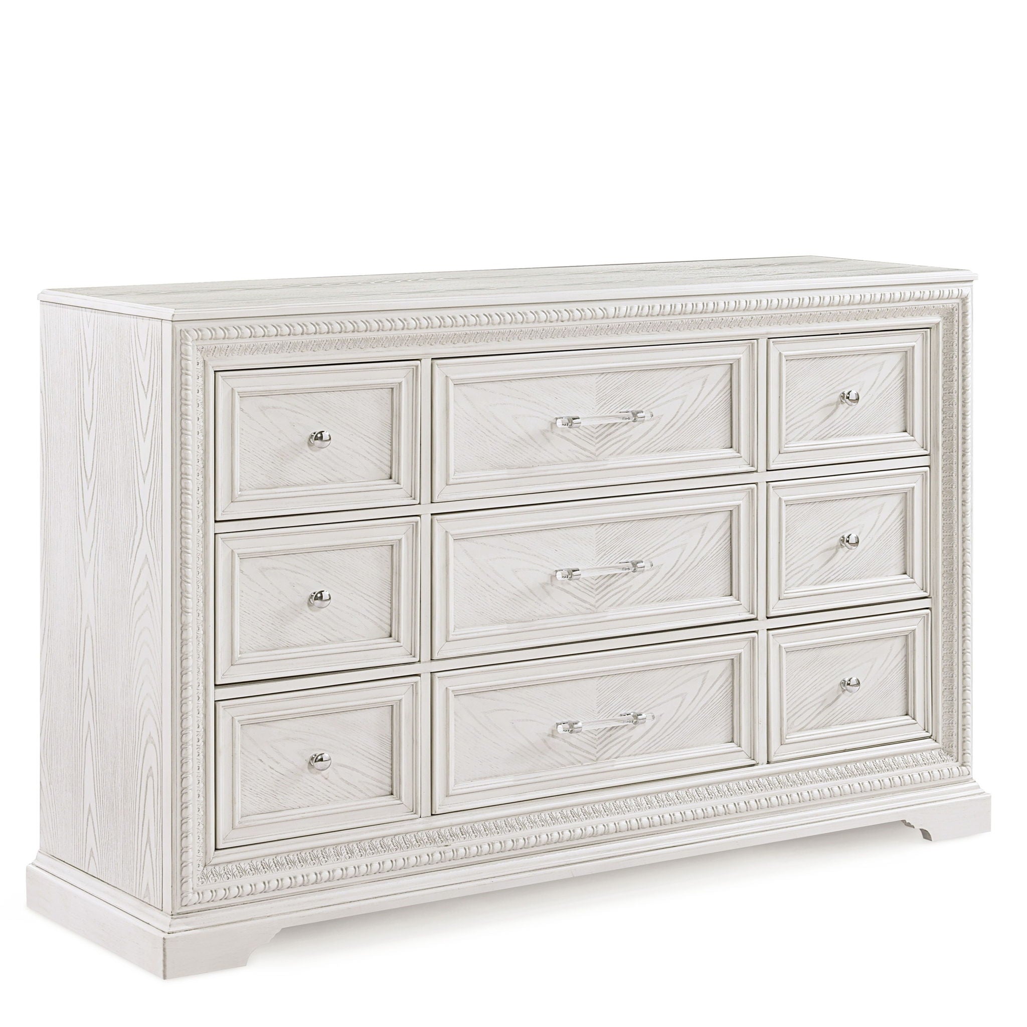6 Drawer Storage Dresser Antique Wooden Bedroom Furniture - Antique White