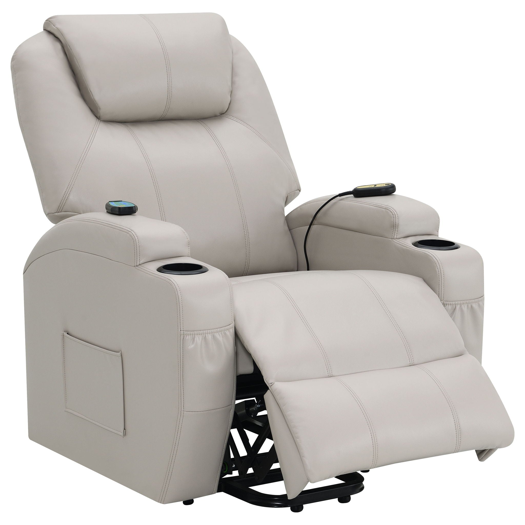 Selwyn - Upholstered Power Massage Recliner With Heat And Massage Functions - Champagne