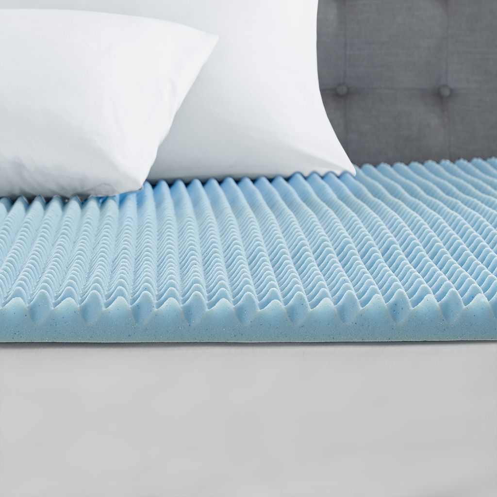 Twin Gel Memory Foam All Season Reversible Hypoallergenic Cooling Mattress Topper - Blue