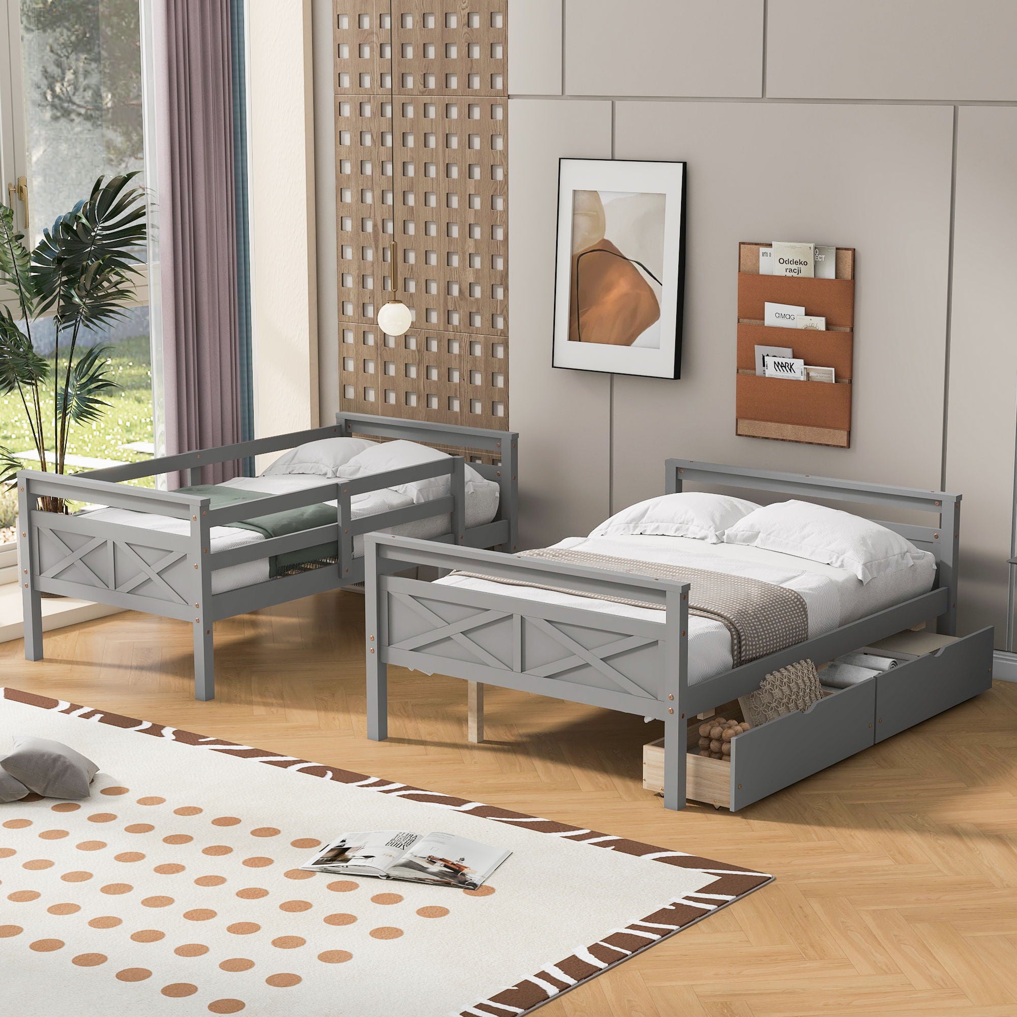 Bunk Bed With Ladder And Safety Guardrail