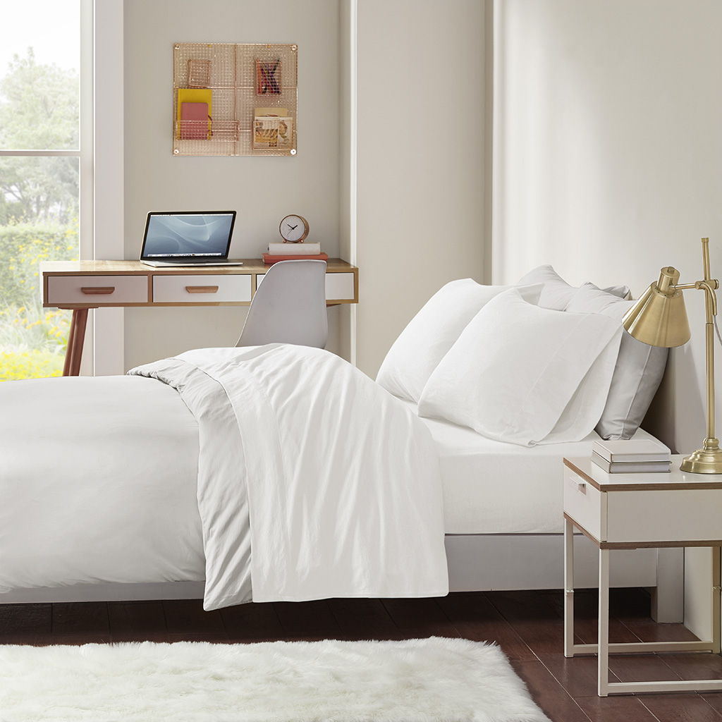 Cotton Blend Jersey Knit - King All Season Sheet Set - White