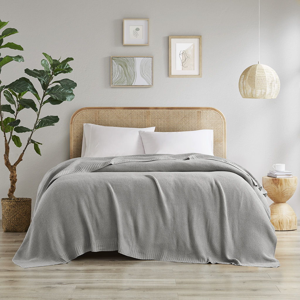 Bree Knit - King Blanket - Gray