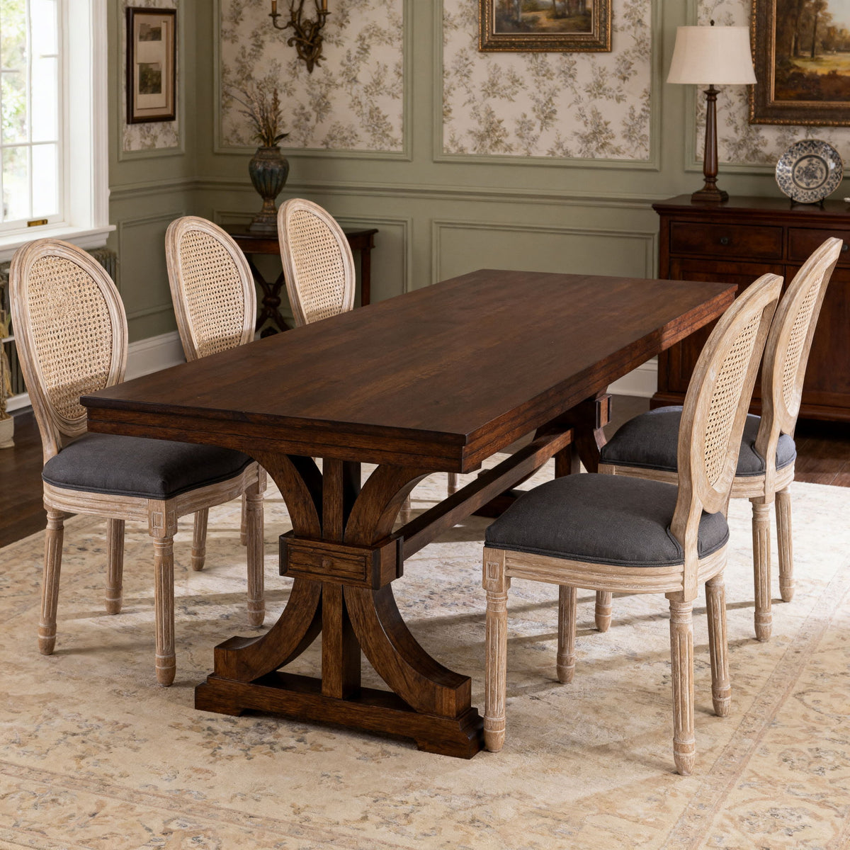Dining Chairs, Upholstered With Round Back (Set of 2) - Gray