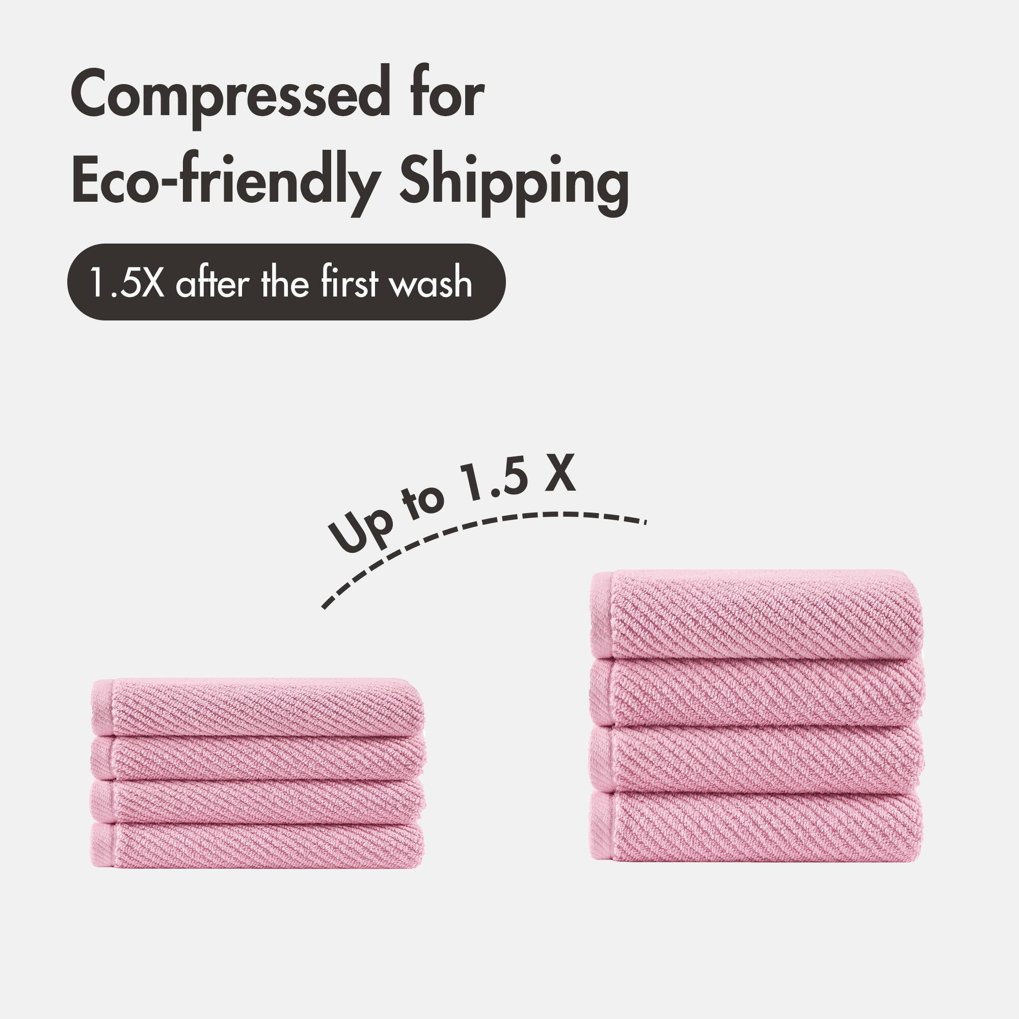 Diagonal Ribbed - 4 Piece Hand Towels Set - Pink