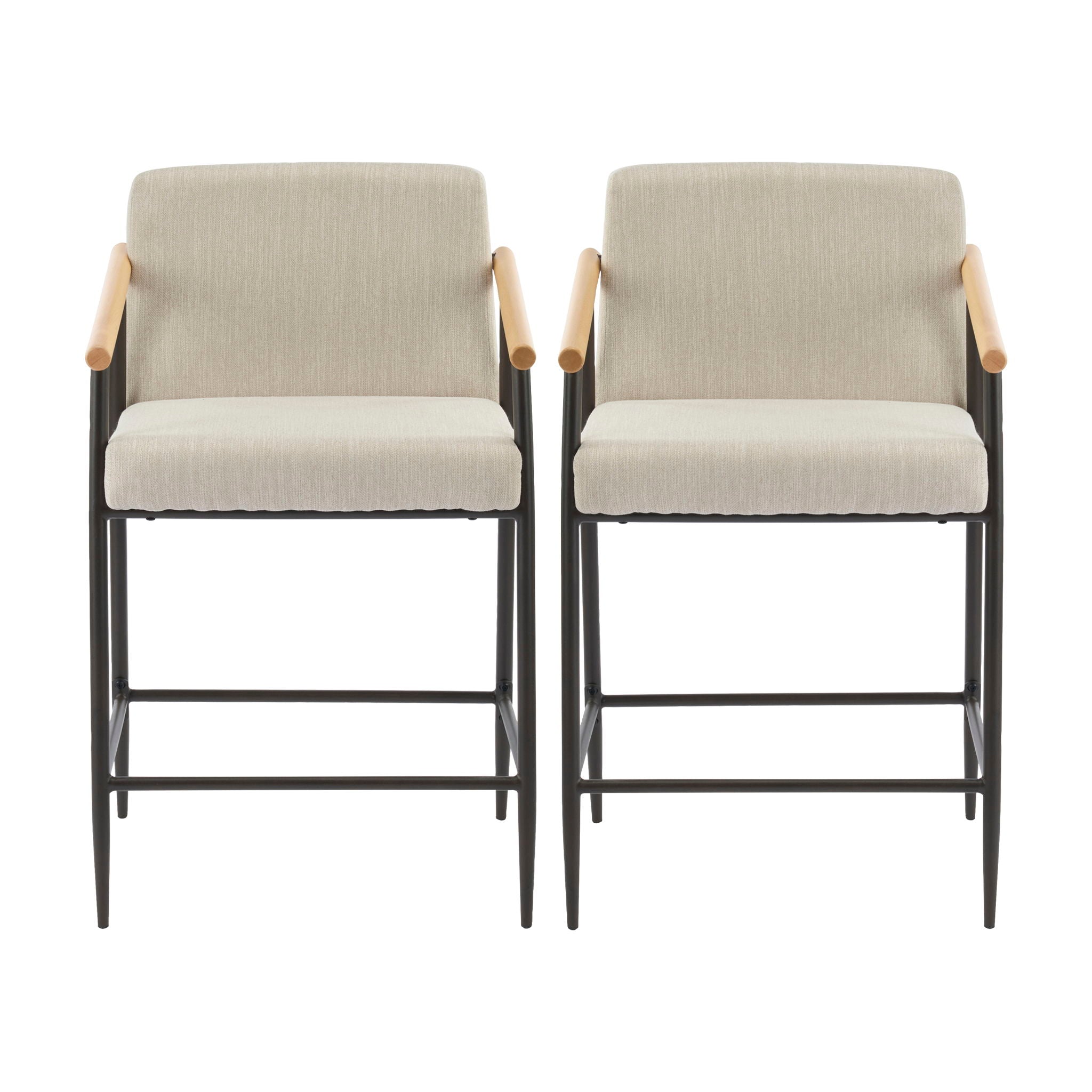 Mid Century Modern Counter Stool Set With Iron Frame