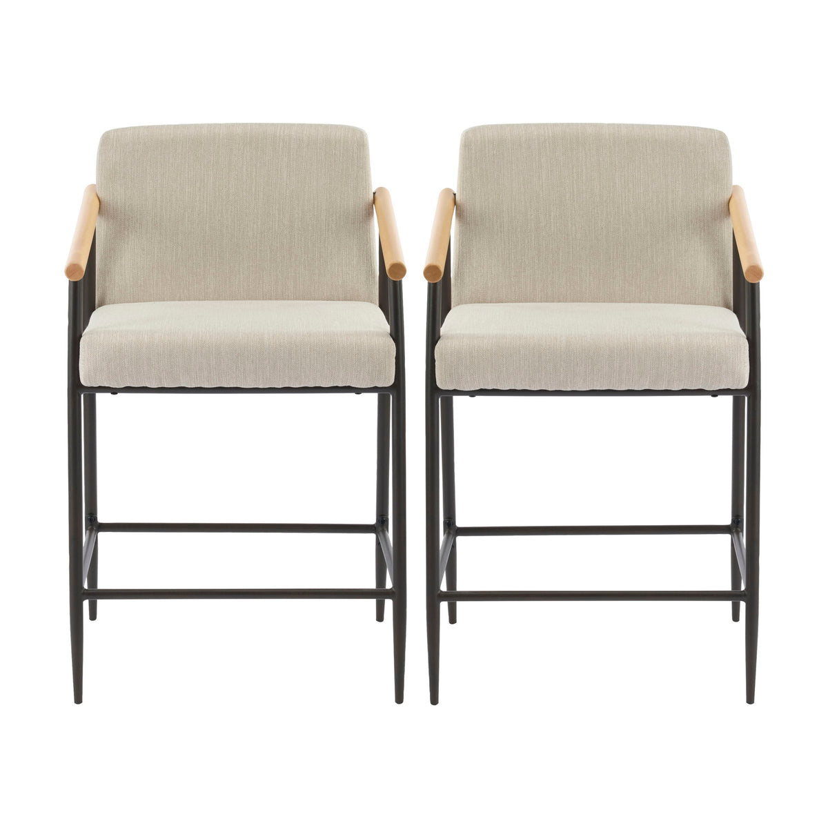 Mid Century Modern Counter Stool Set With Iron Frame