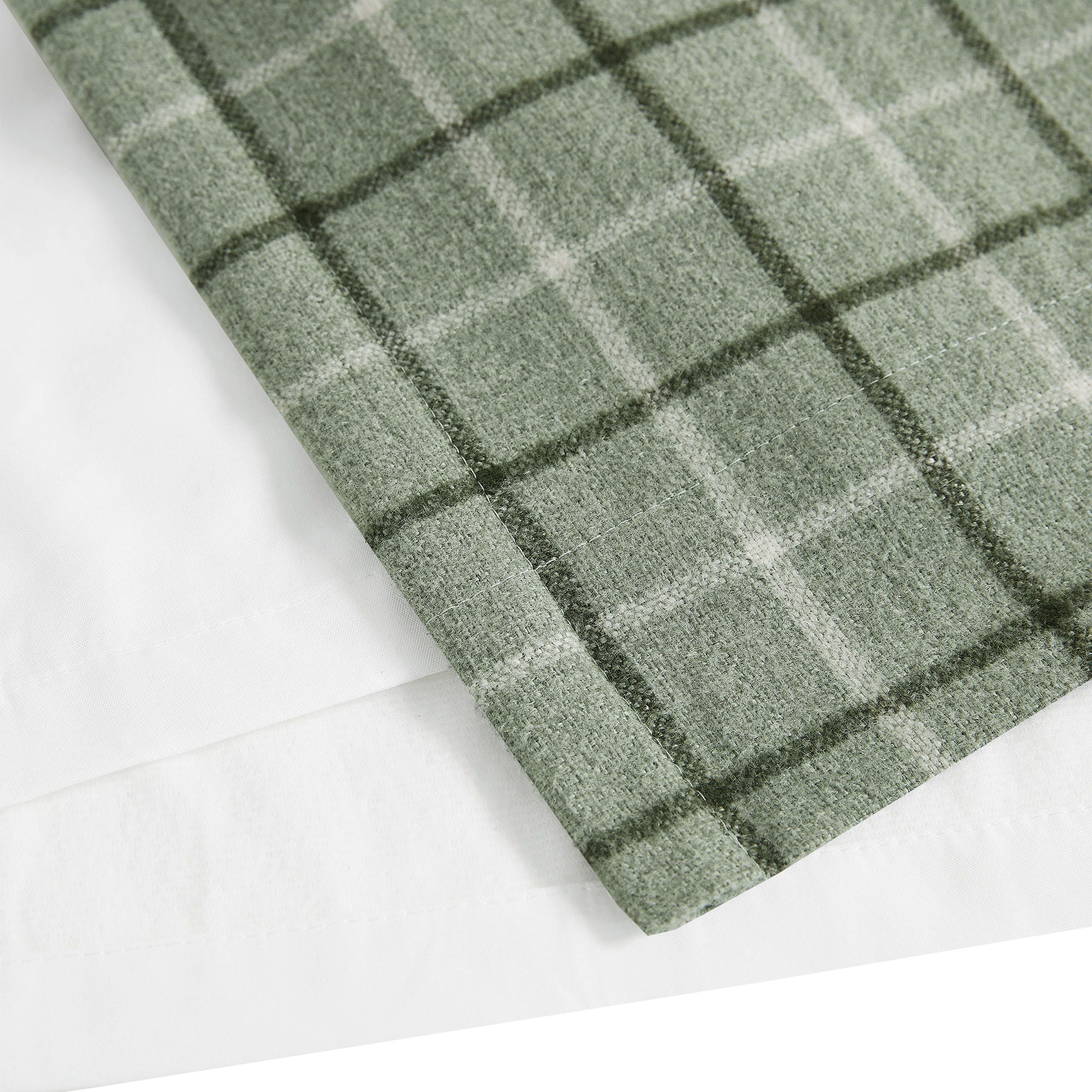 Anaheim - Plaid Rod Pocket and Back Tab Curtain Panel With Fleece Lining - Green