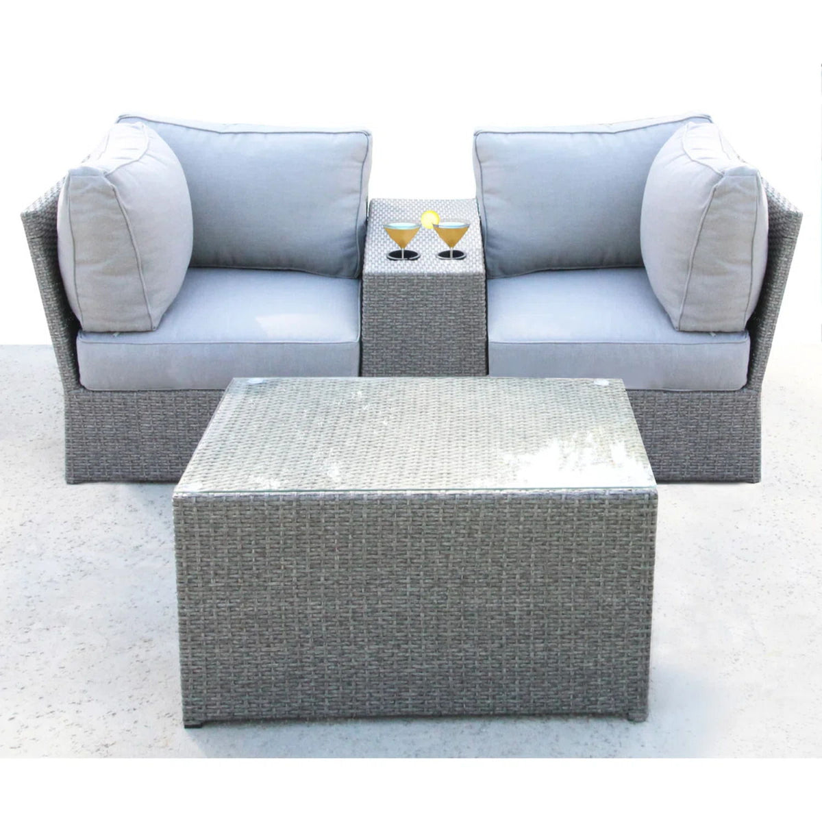 2 Person Sectional Seating Group With Cushions - Gray Mix