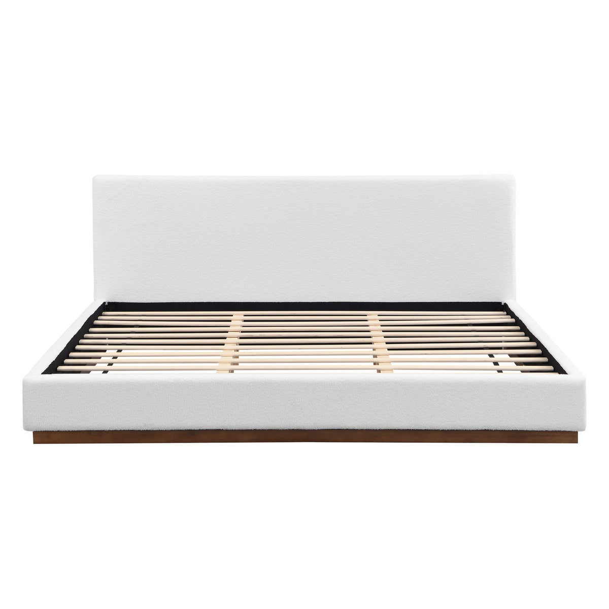 King Size Upholstered Bed With Solid Base Frame - White