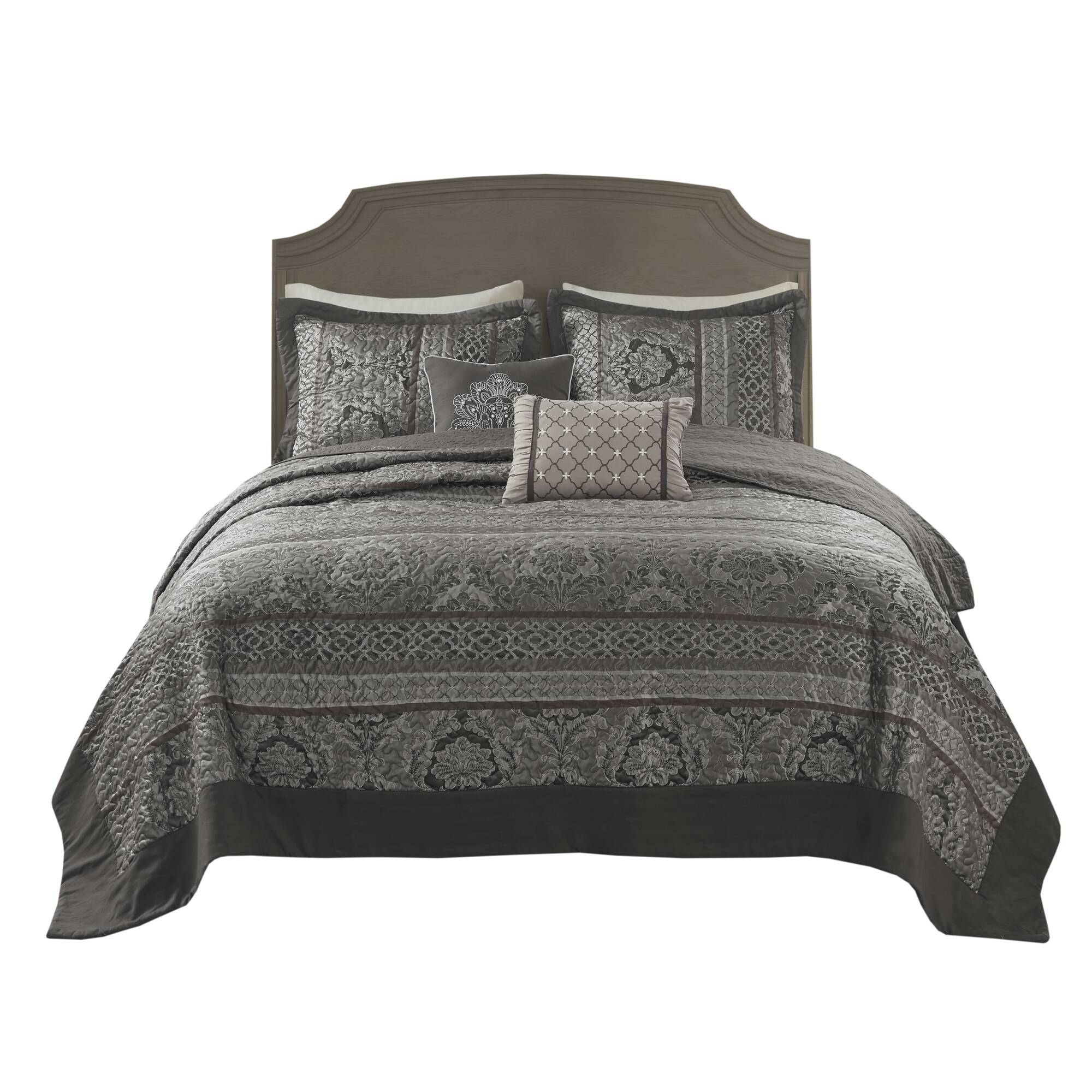 Bellagio - 5 Piece King Reversible Bedspread Set - Gray