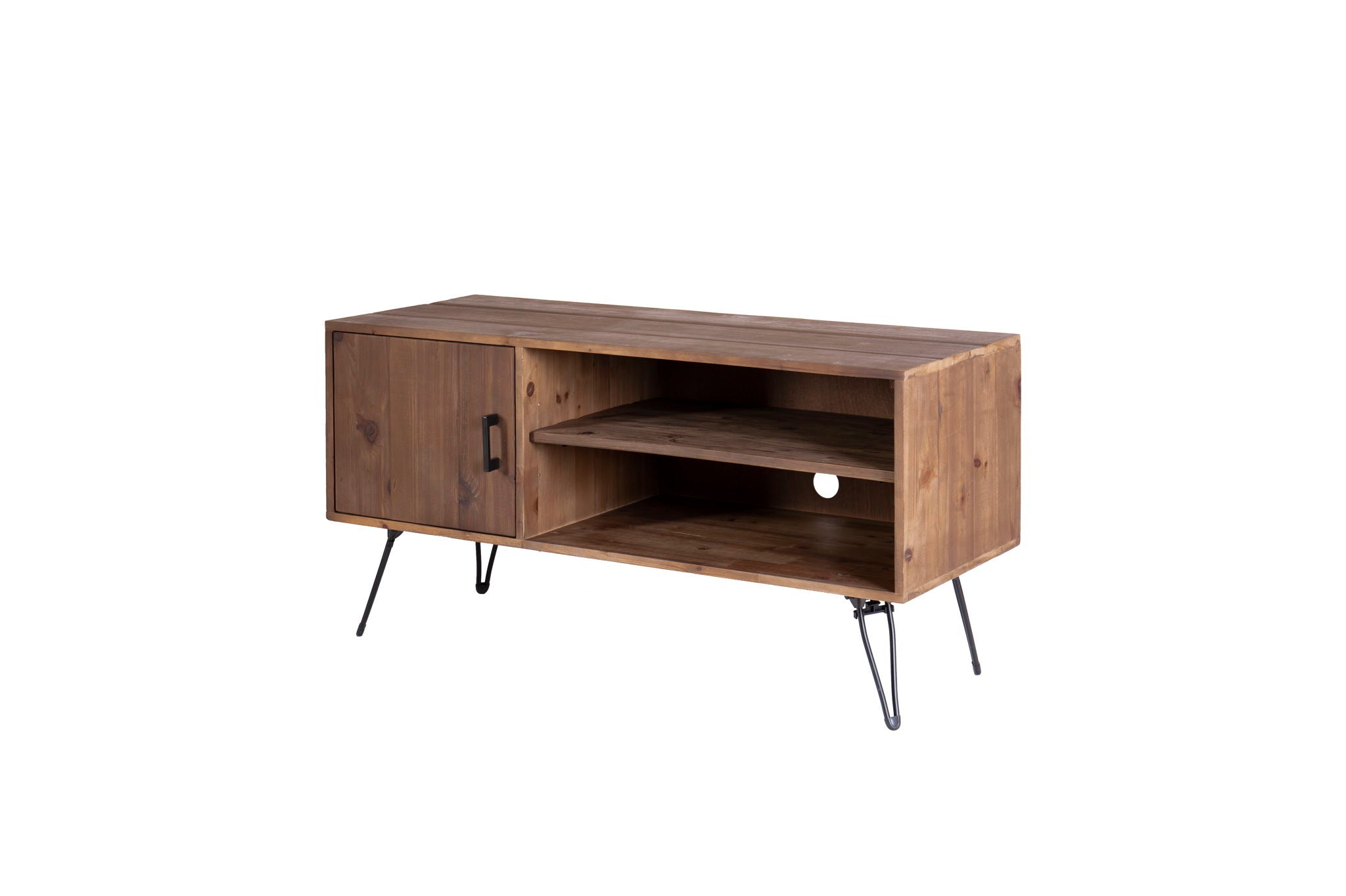Simple, Modern, Vintage Reclaimed Wood TV Stand Media Table For Living Room - Natural
