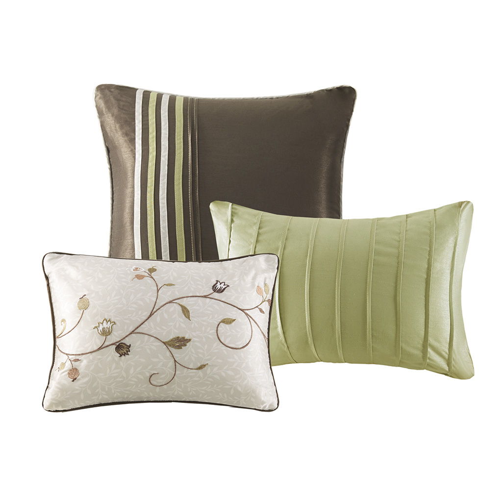 Serene - California King Embroidered Piece Comforter (Set of 7) - Green