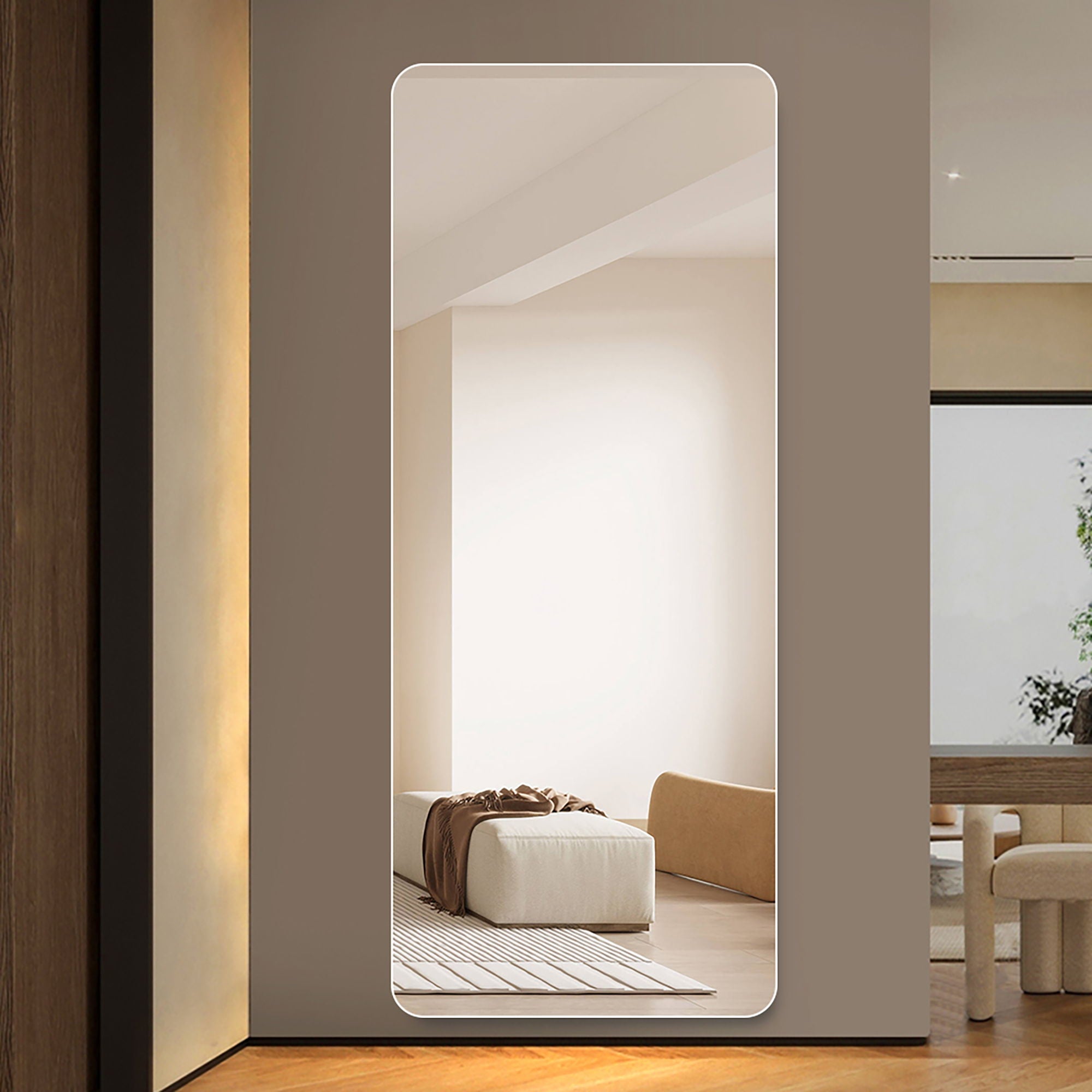 Full Body Round Corner Mirror For Living Room