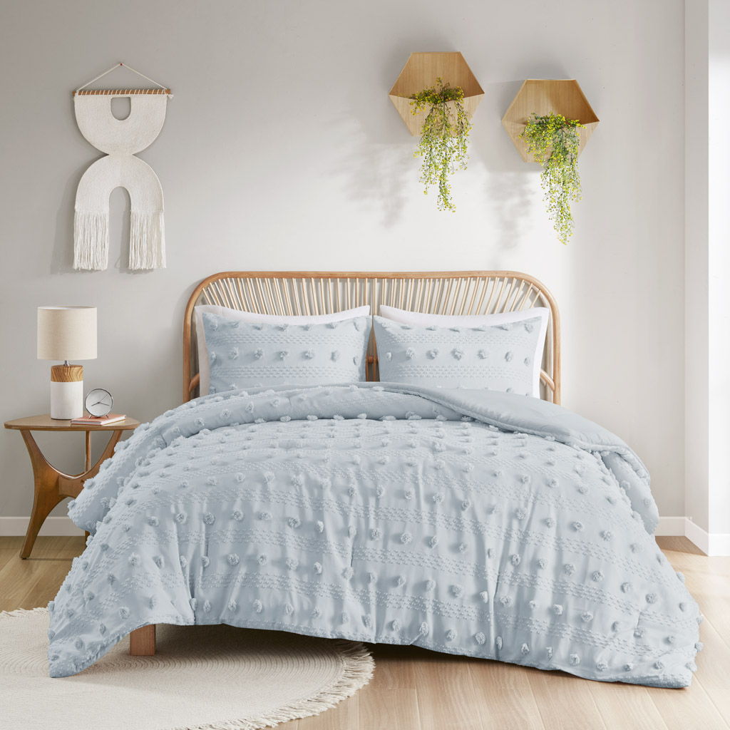 Lucy - Clip Jacquard Comforter Set - Blue