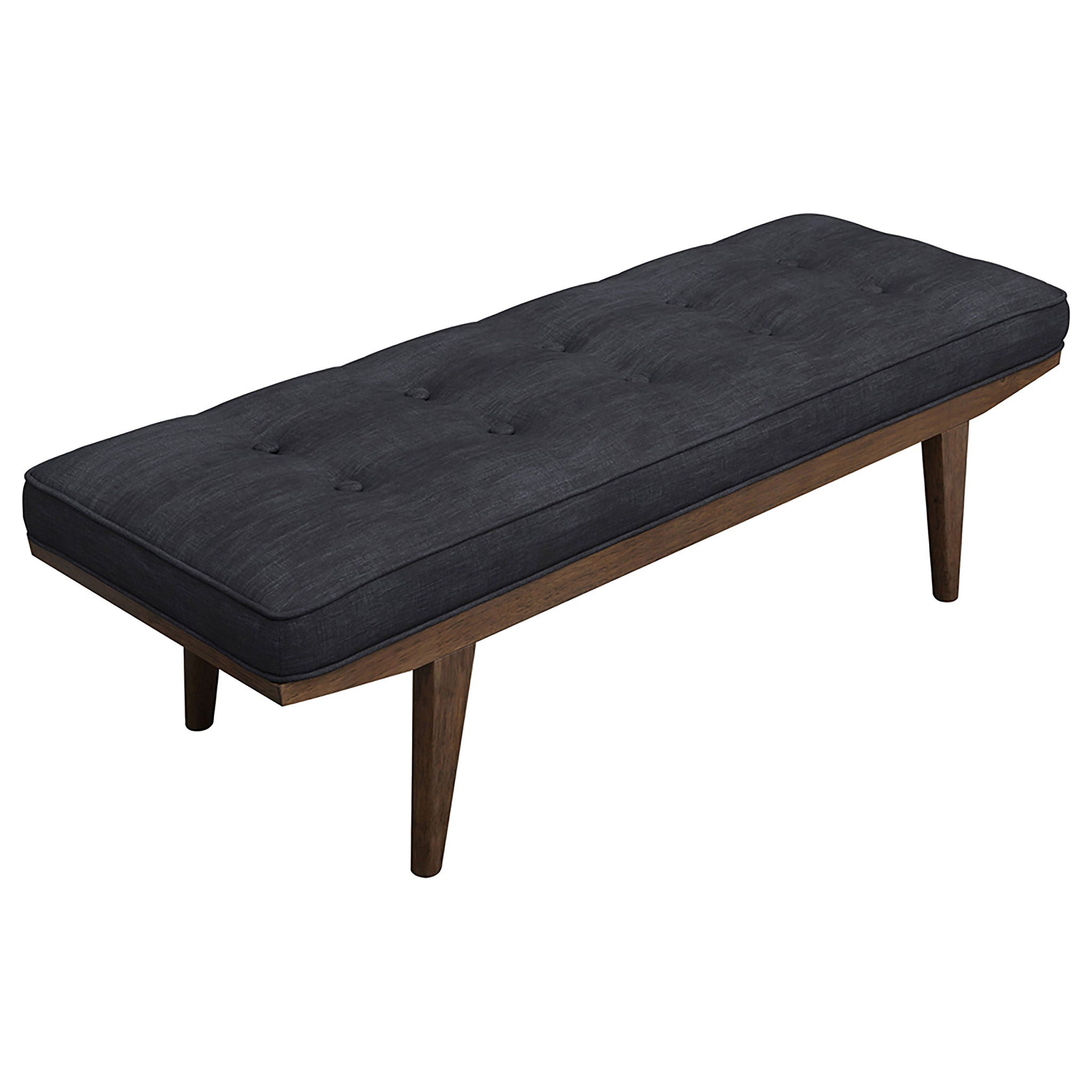 Tufted Bench: Seat With Button Tufting - Gray