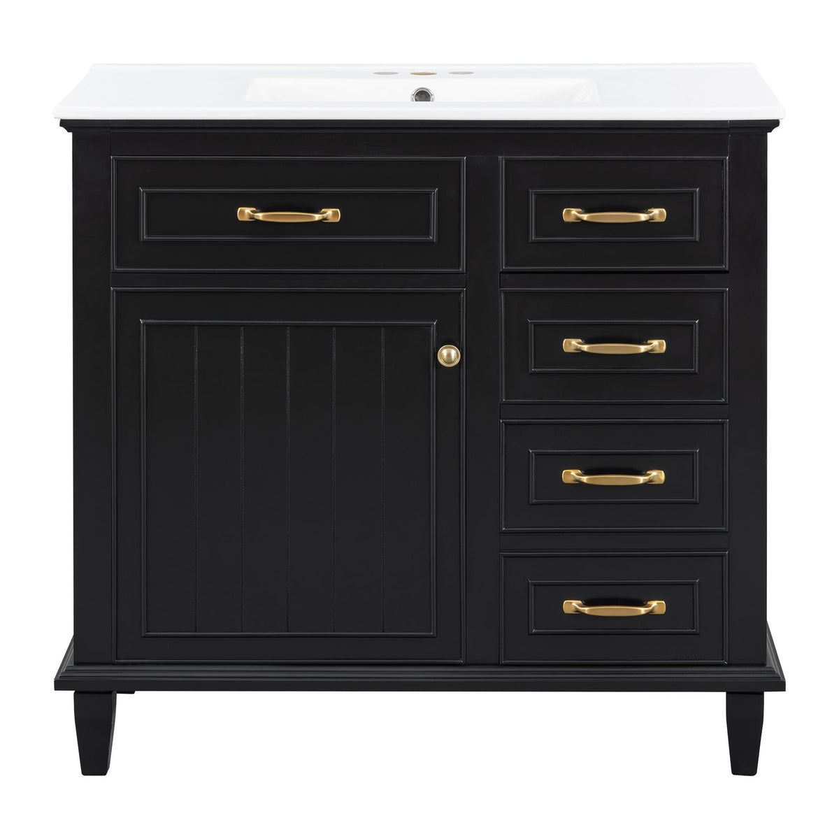 Modern Bathroom Vanity With Sink Top, Flip Drawers, Adjustable Shelf
