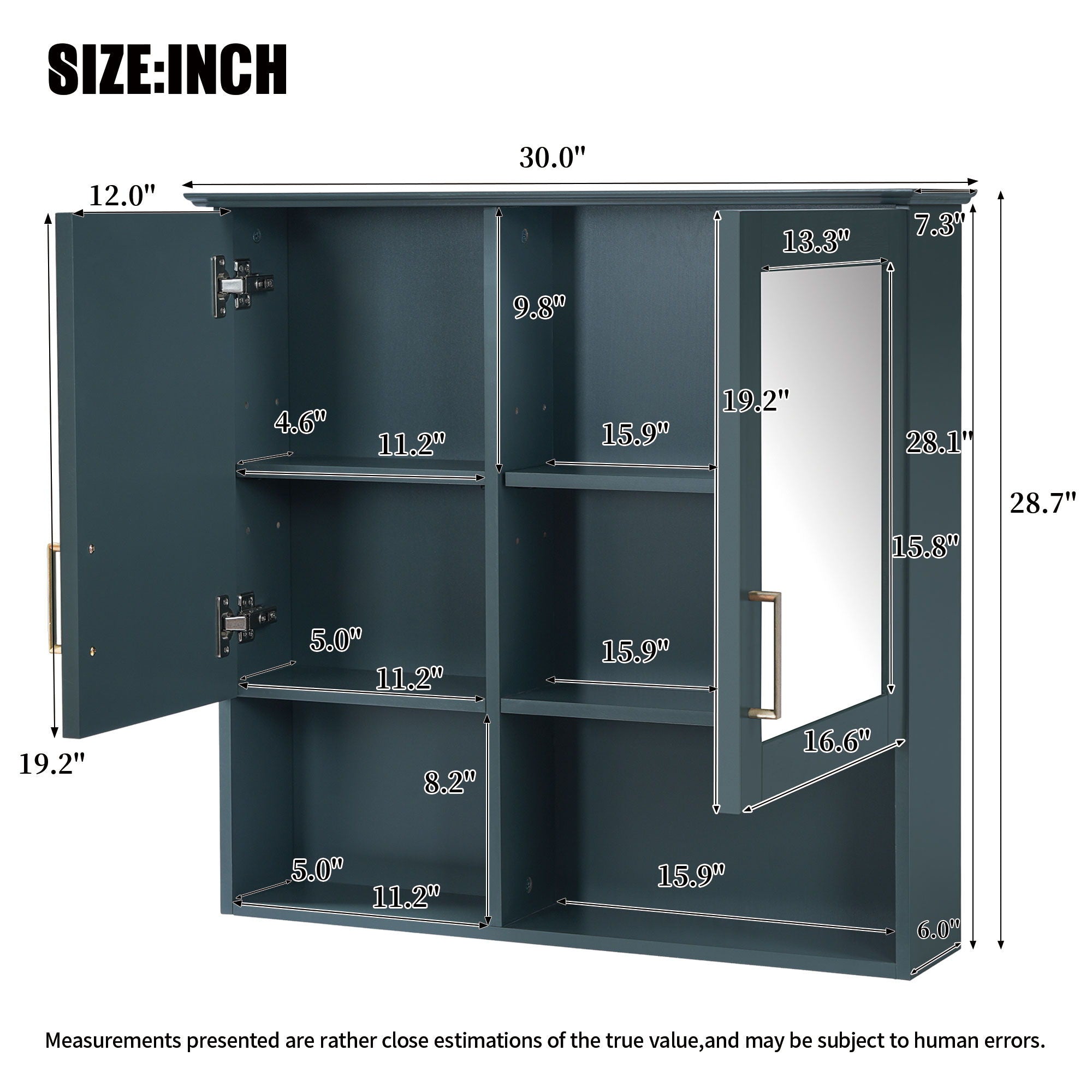 2 In 1 Wall-Mounted Mirror Cabinet With Adjustable Shelves, Soft-Close Doors, High-Definition Mirror & Storage