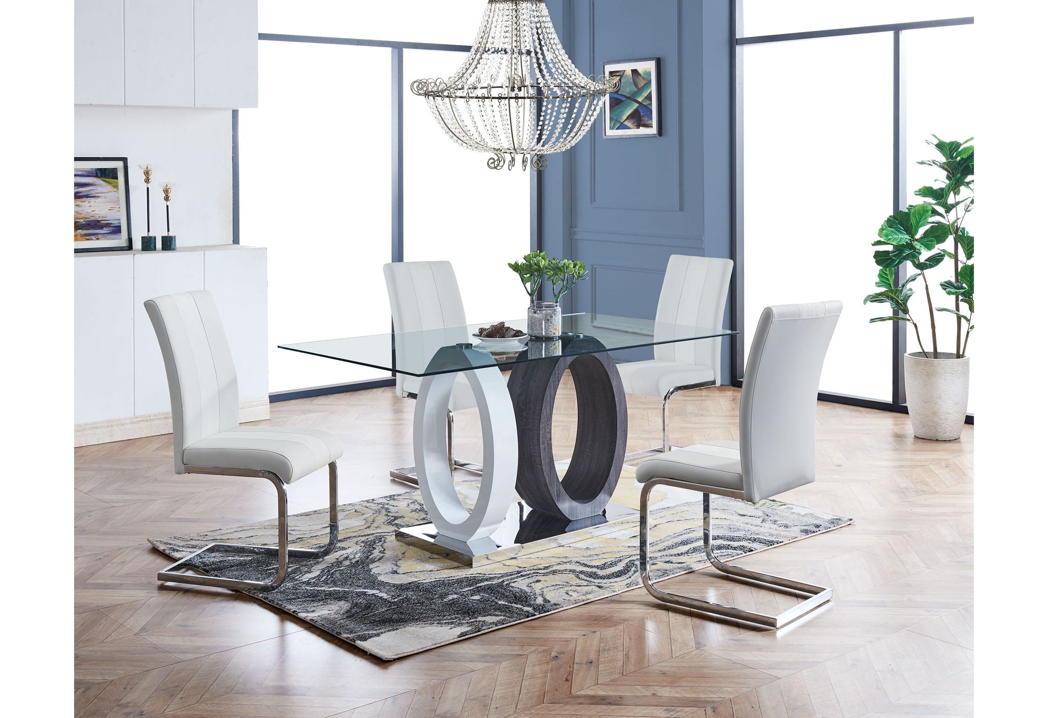 D1628 - 5 Piece Dining Room Set (D1628 Dining Table And 4 D915 Dining Chairs) - White