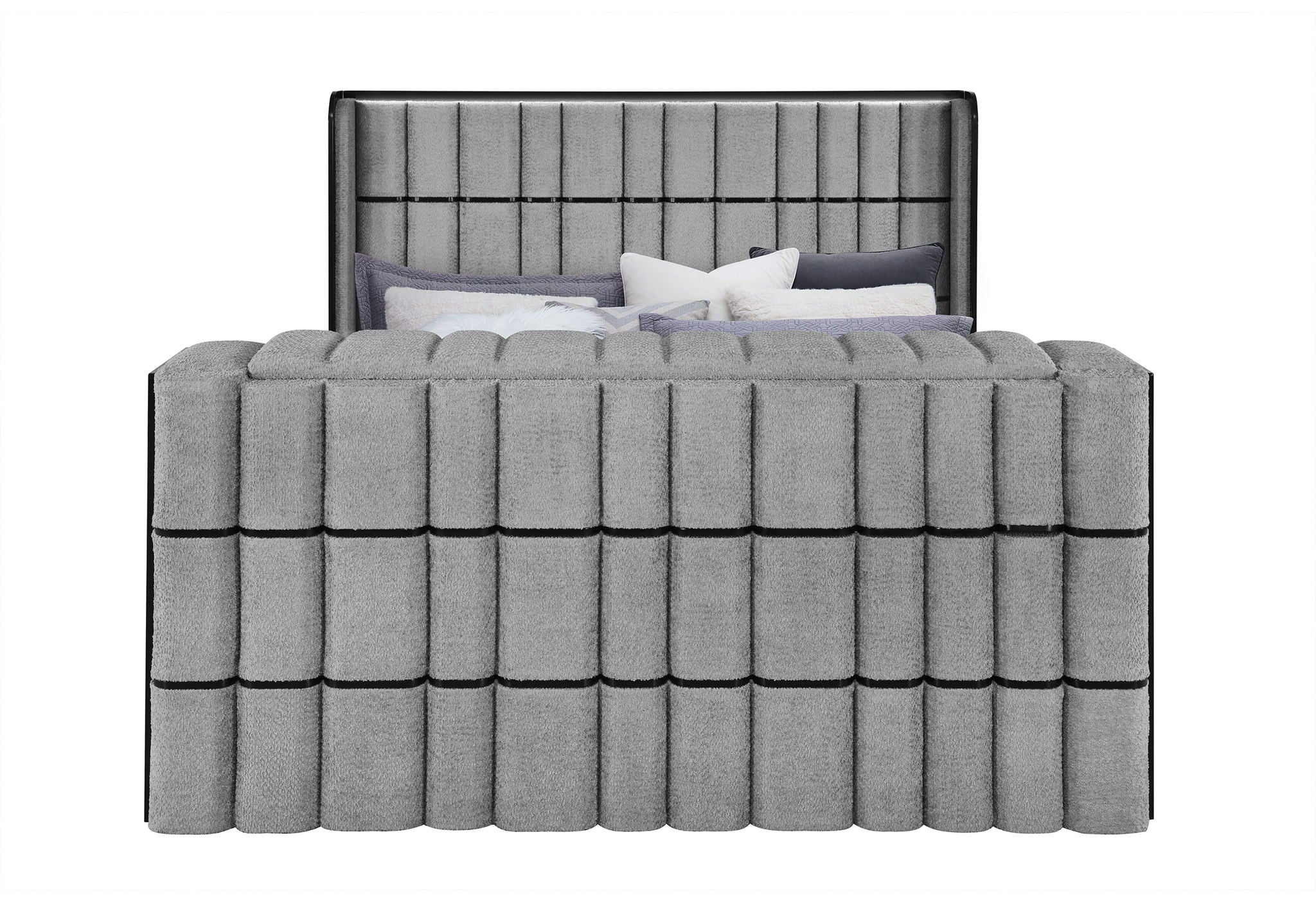 Isabella - King Bed Headboard With LED - Gray