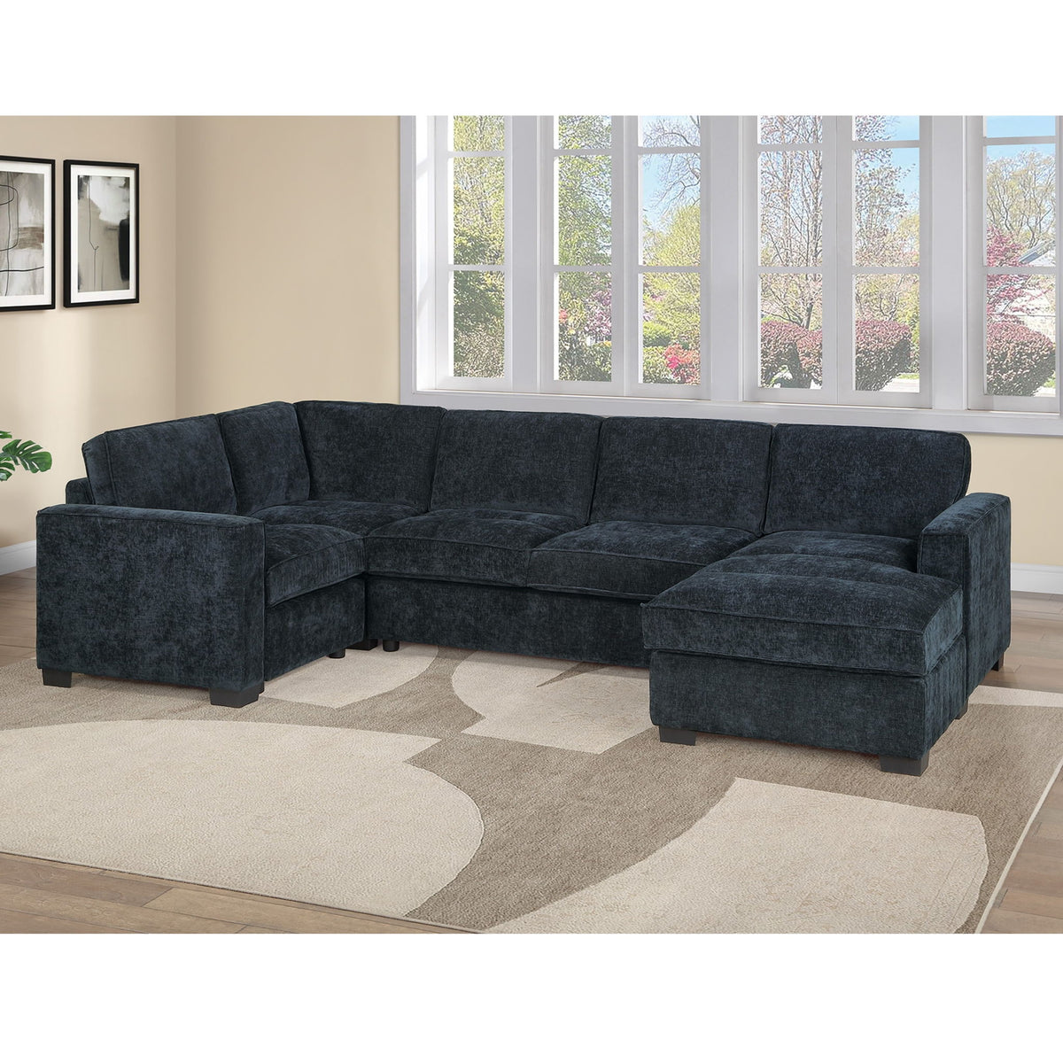 Sectional With RAF Chaise, Armless Loveseat & LAF 1 Arm Chair