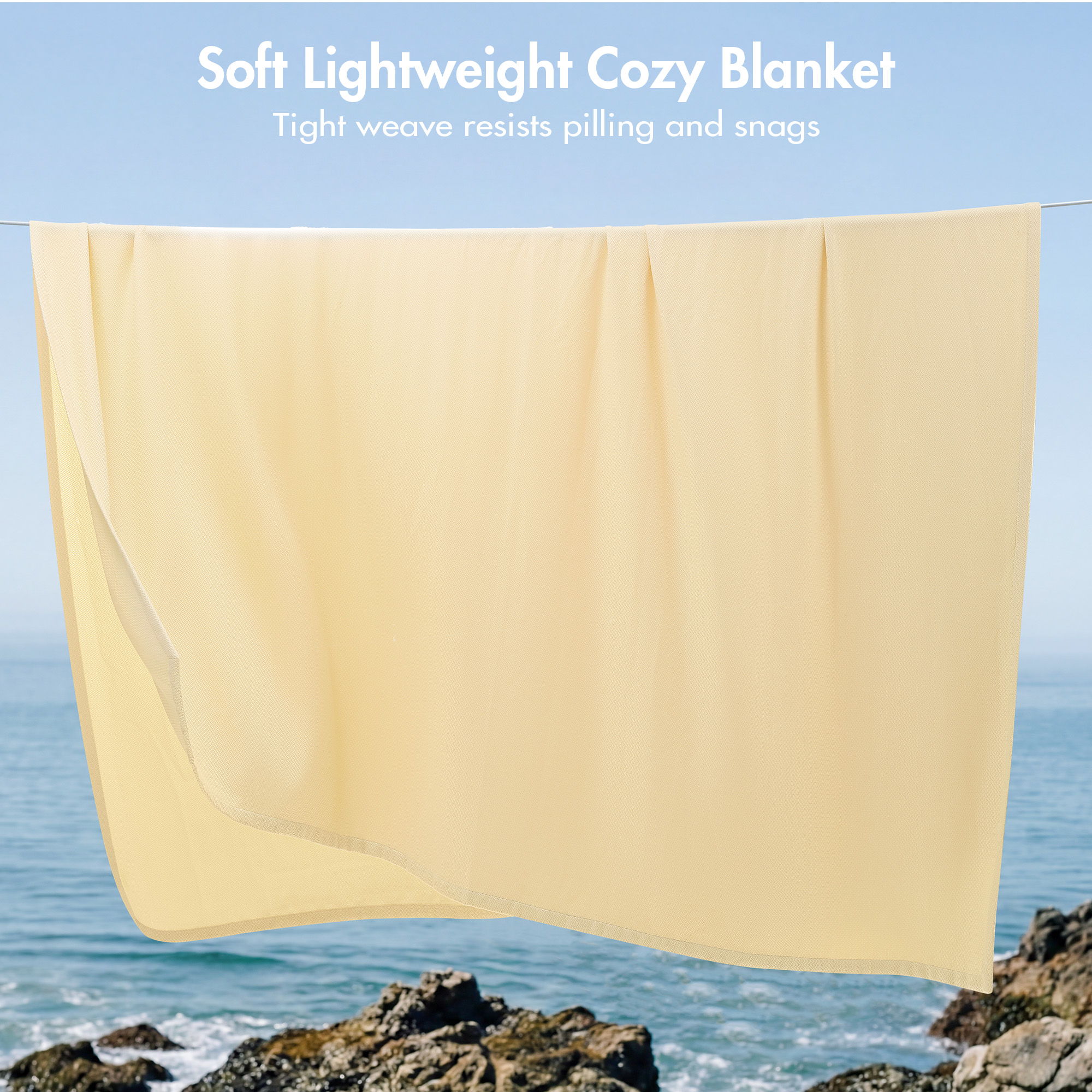 Egyptian Cotton - Full/Queen 100% Certified Egyptian Cotton Blanket - Micro-Herringbone Yellow