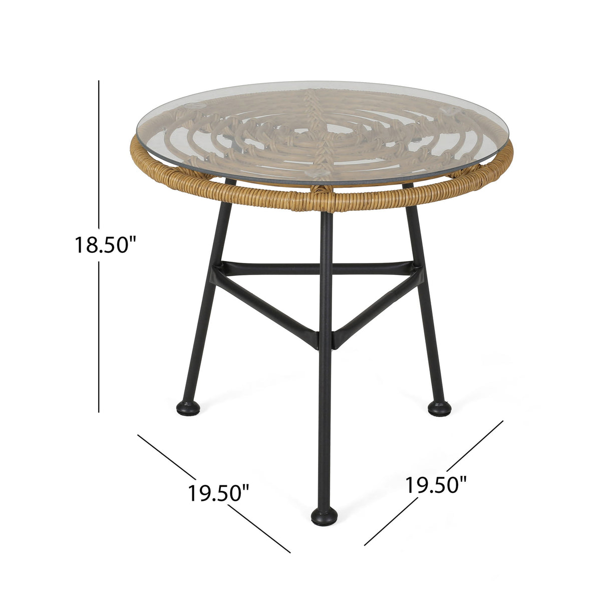 Petrichor - Outdoor Side Table With Tempered Glass And Steel Frame