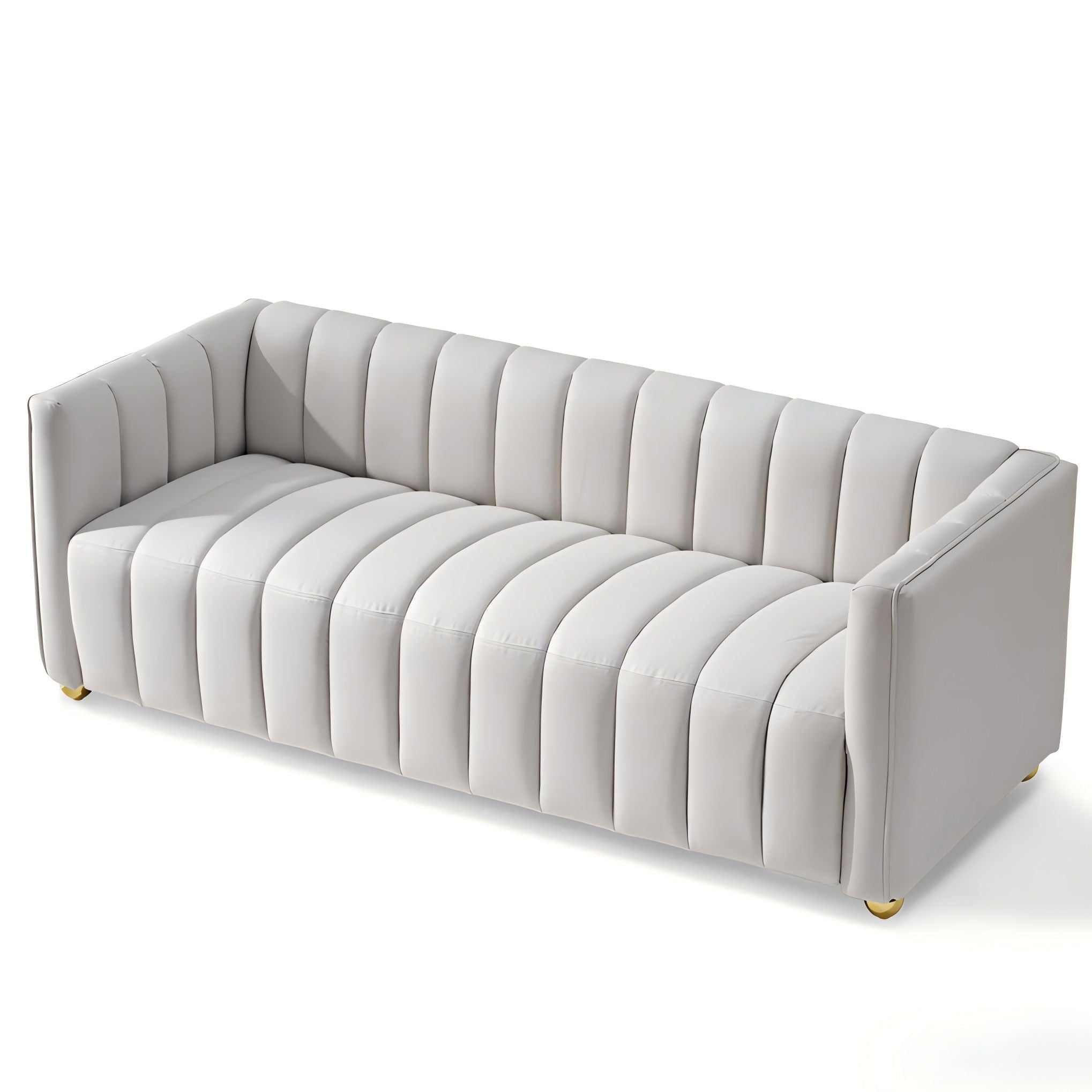 Vertical Channel Tuft Sofa For Apartment Lounge - Ivory