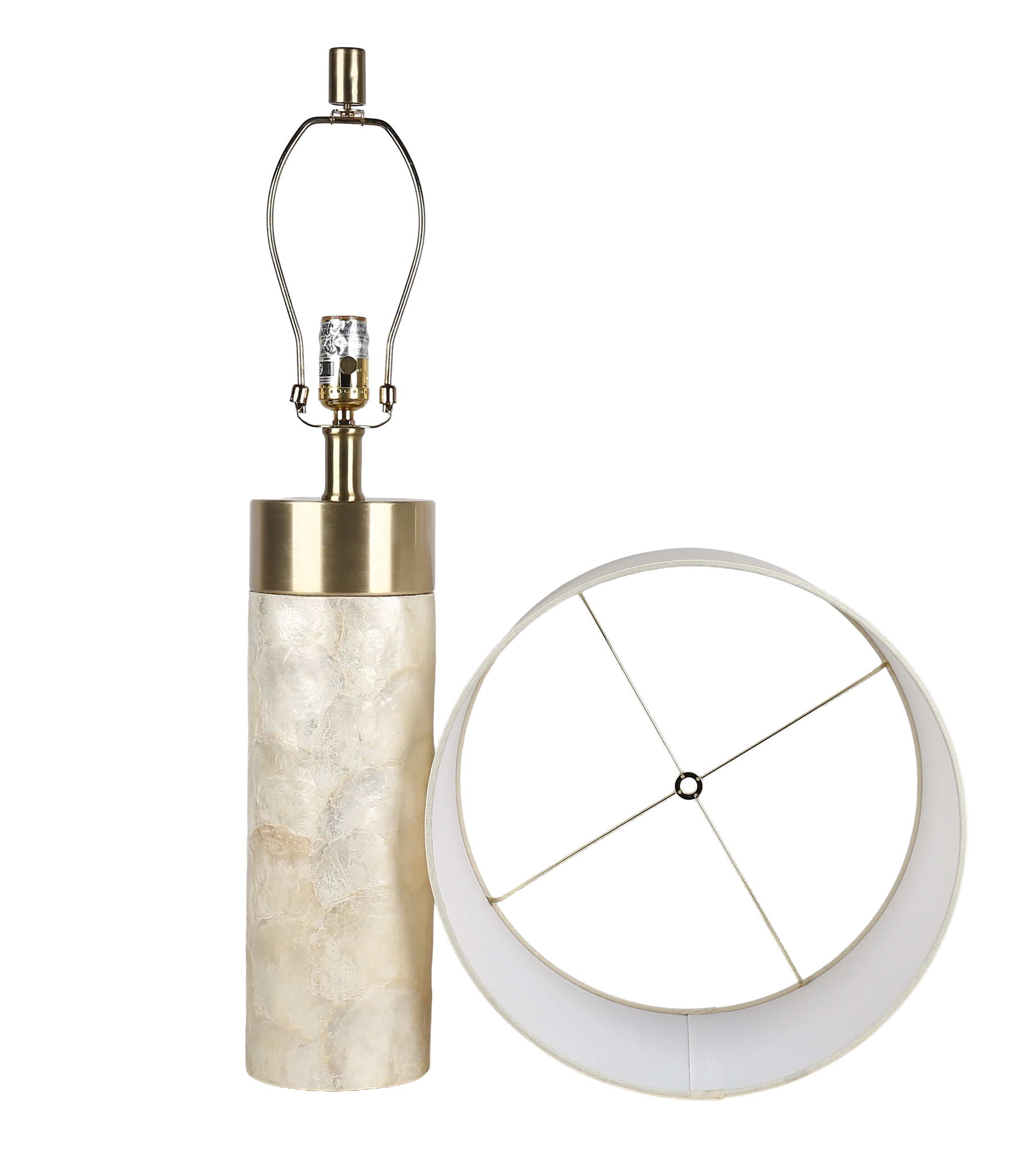 "Luminous Shell" Shell And Metal Table Lamp (Set of 2) - Natural Shell / Soft Gold / Beige