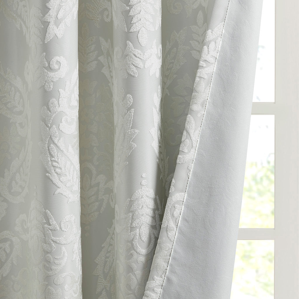 Knitted Jacquard Paisley Total Blackout Grommet Top Curtain Panel