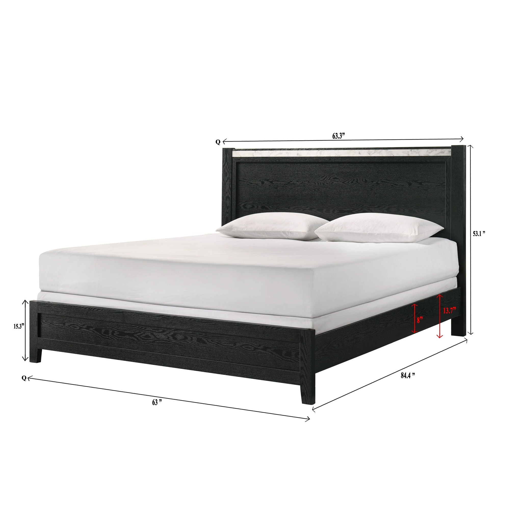 Contemporary Panel Bed With Accents