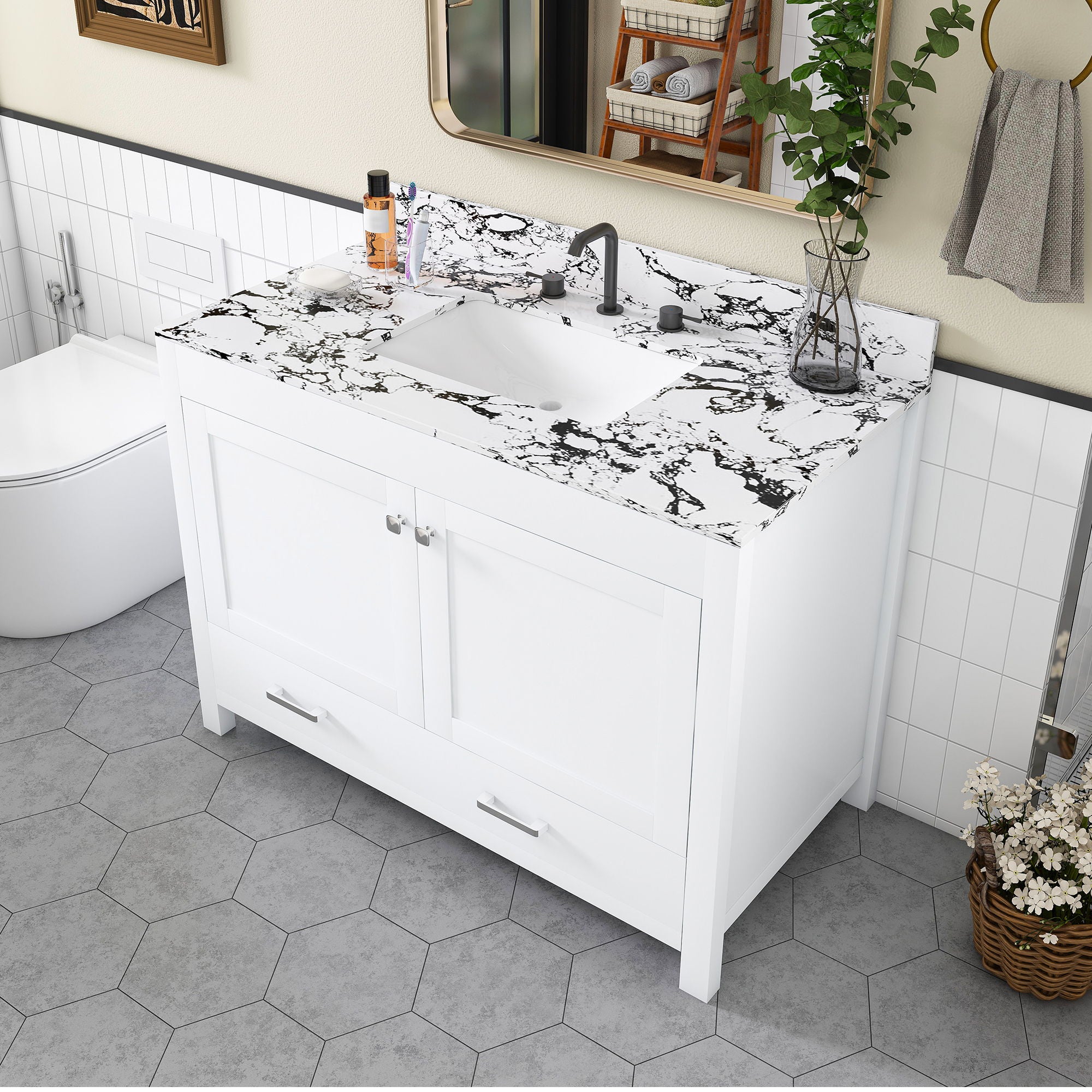 Bathroom Vanity With Storage - White