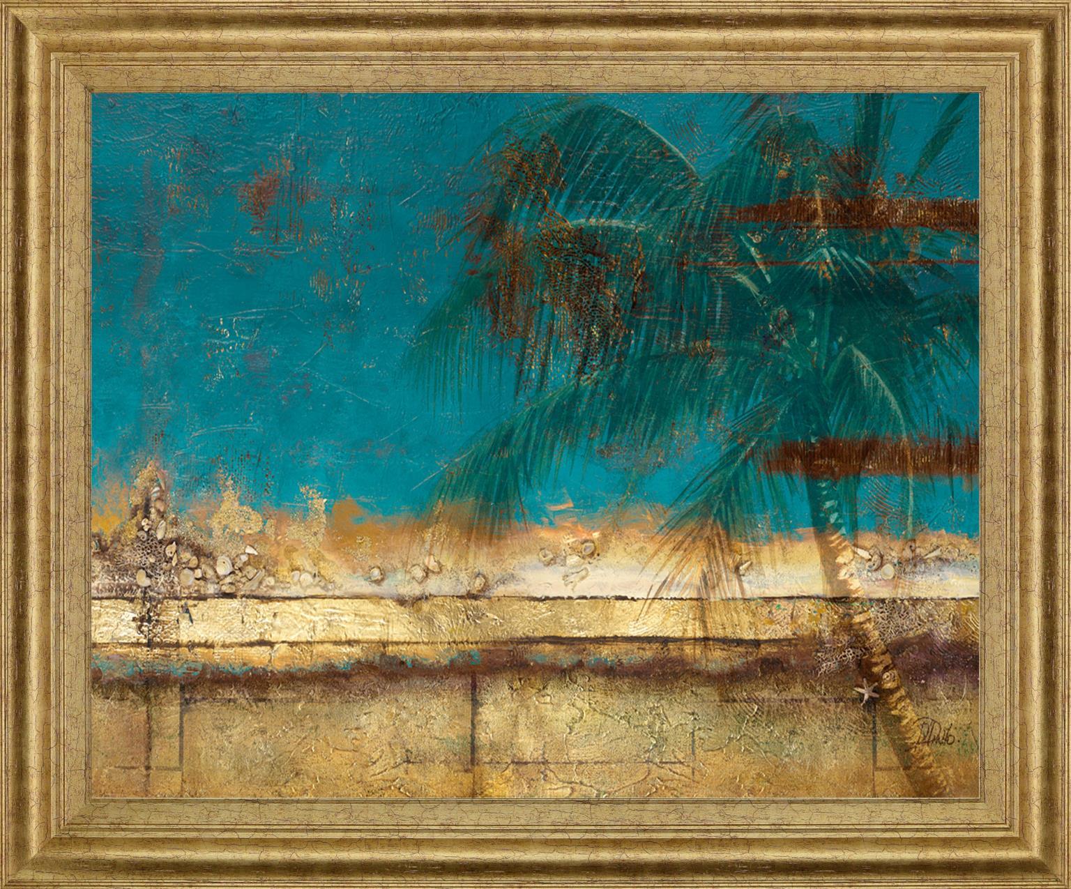 Golden Oasis - 28" x 34" Framed Wall Art - Blue