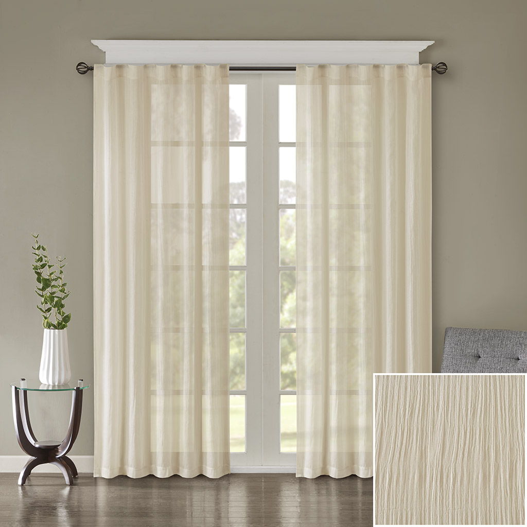 Harper - Solid Crushed Window Panel Pair - Cream