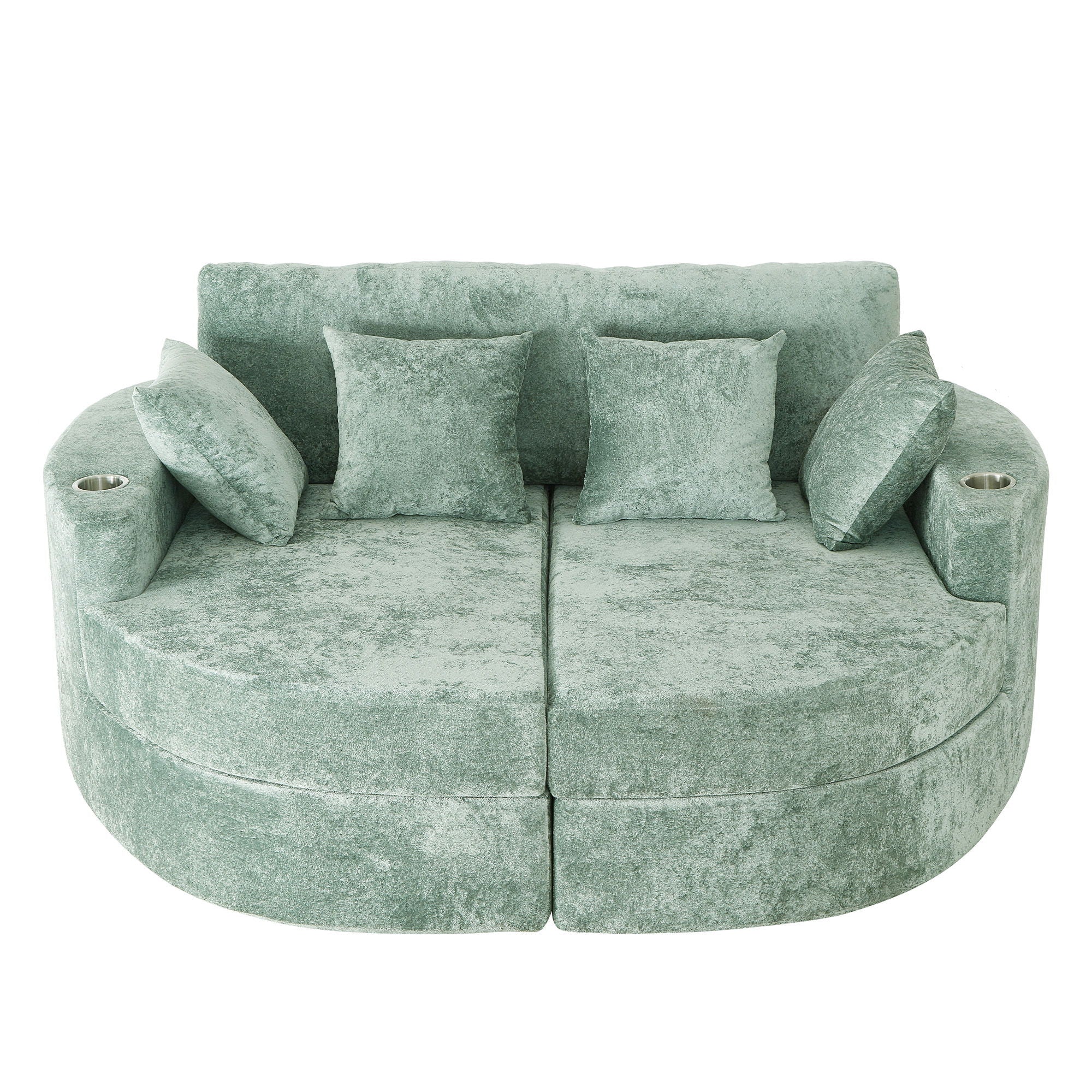 Boneless Design Upholstered Sofa Bed With Cup Holders