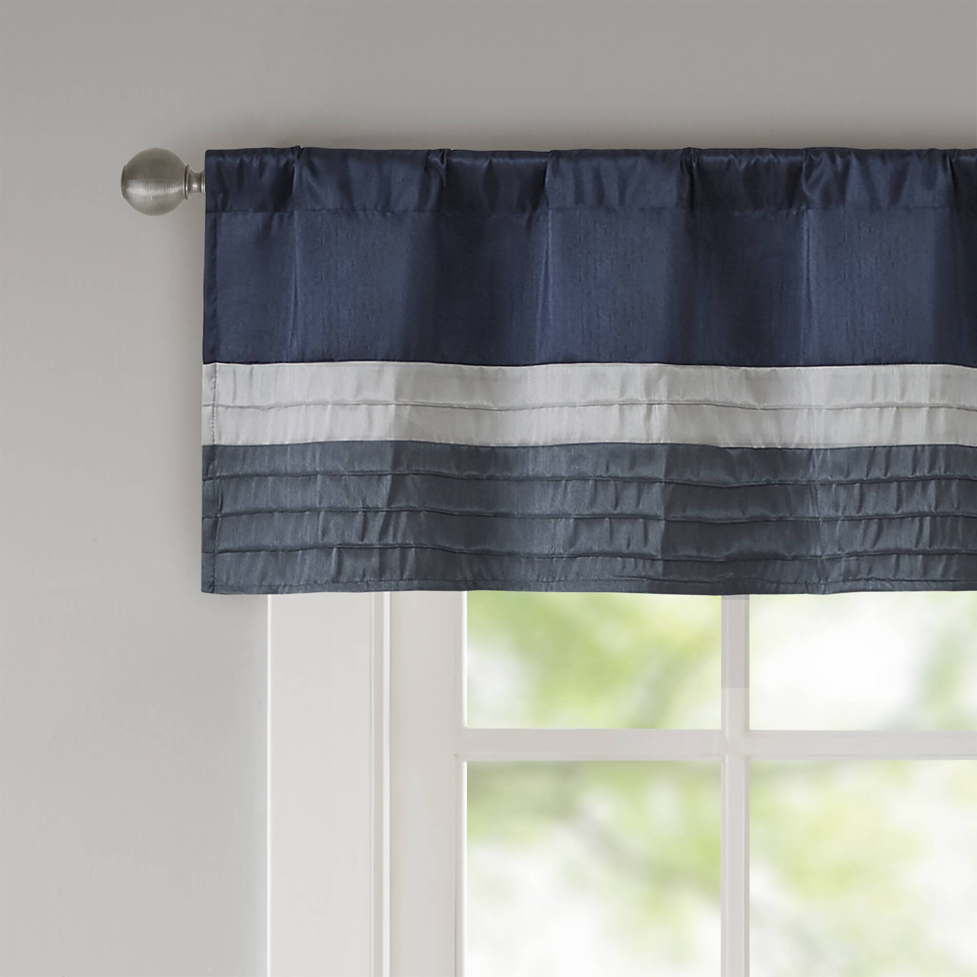 Amherst - Polyoni Pintuck Window Valance - Navy