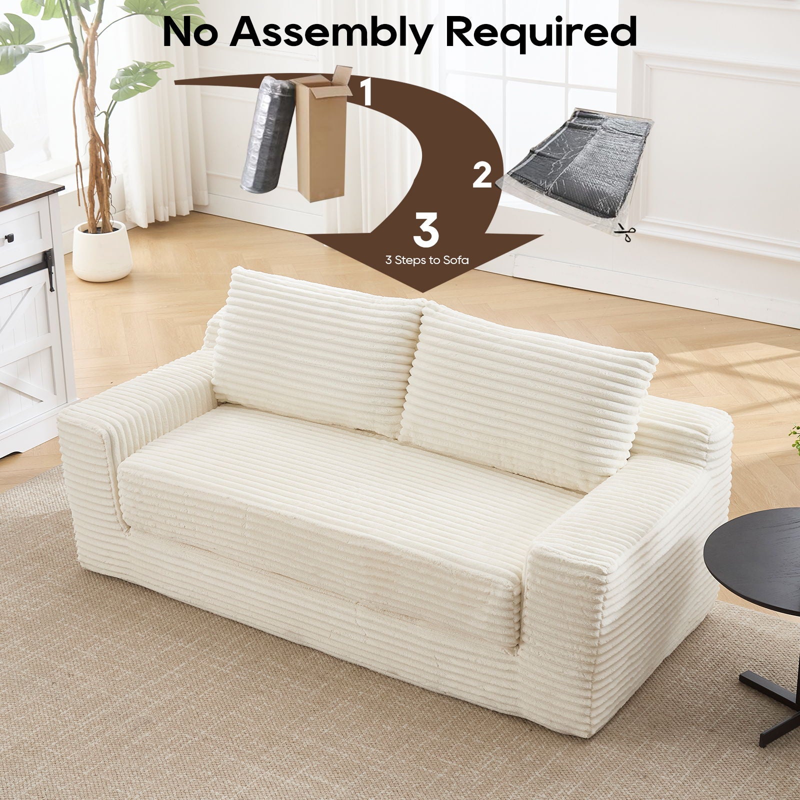 Convertible Loveseat Sofa Bed With Memory Foam & Steel Frame