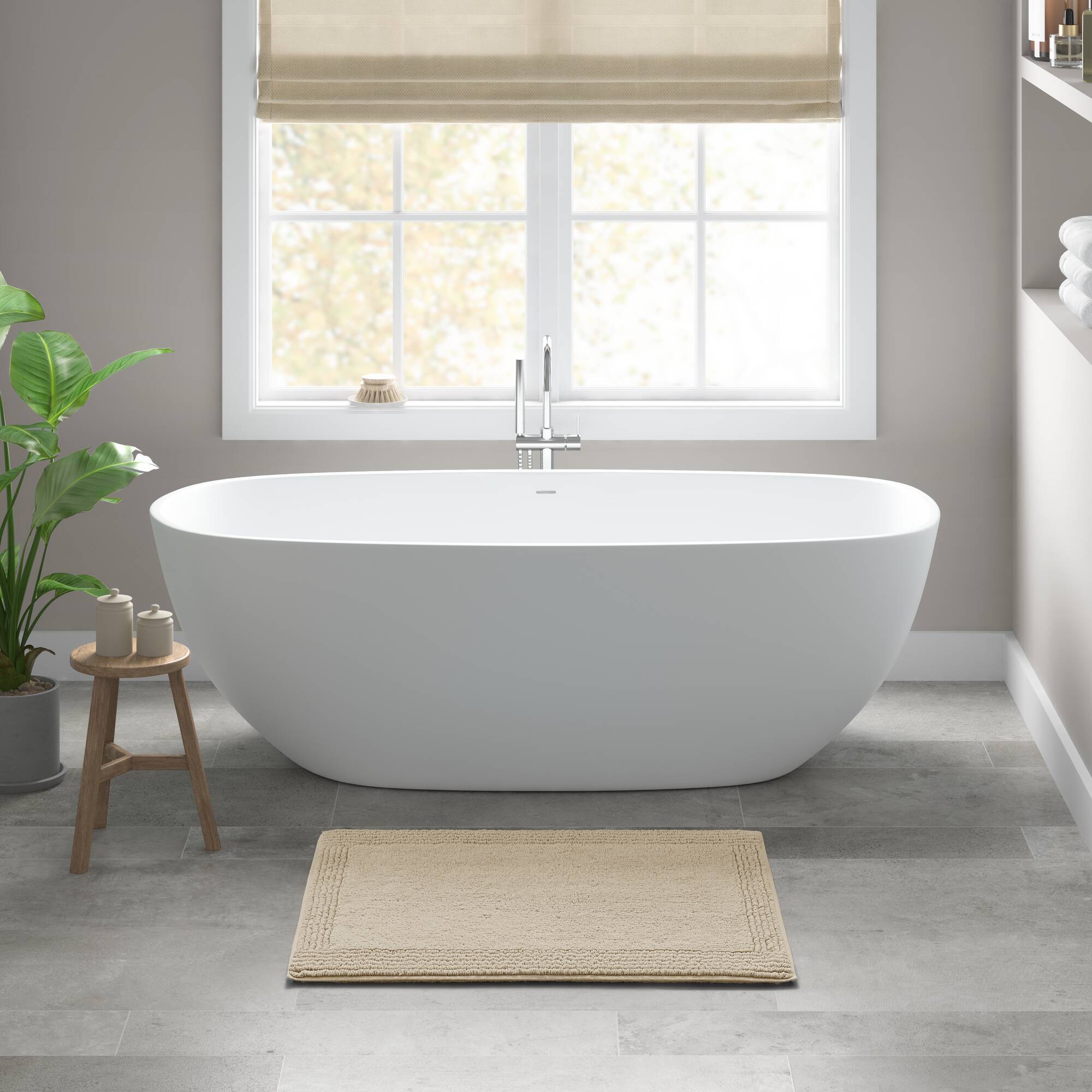 Splendor - 21" x 34" Tufted Reversible Bath Rug - Taupe