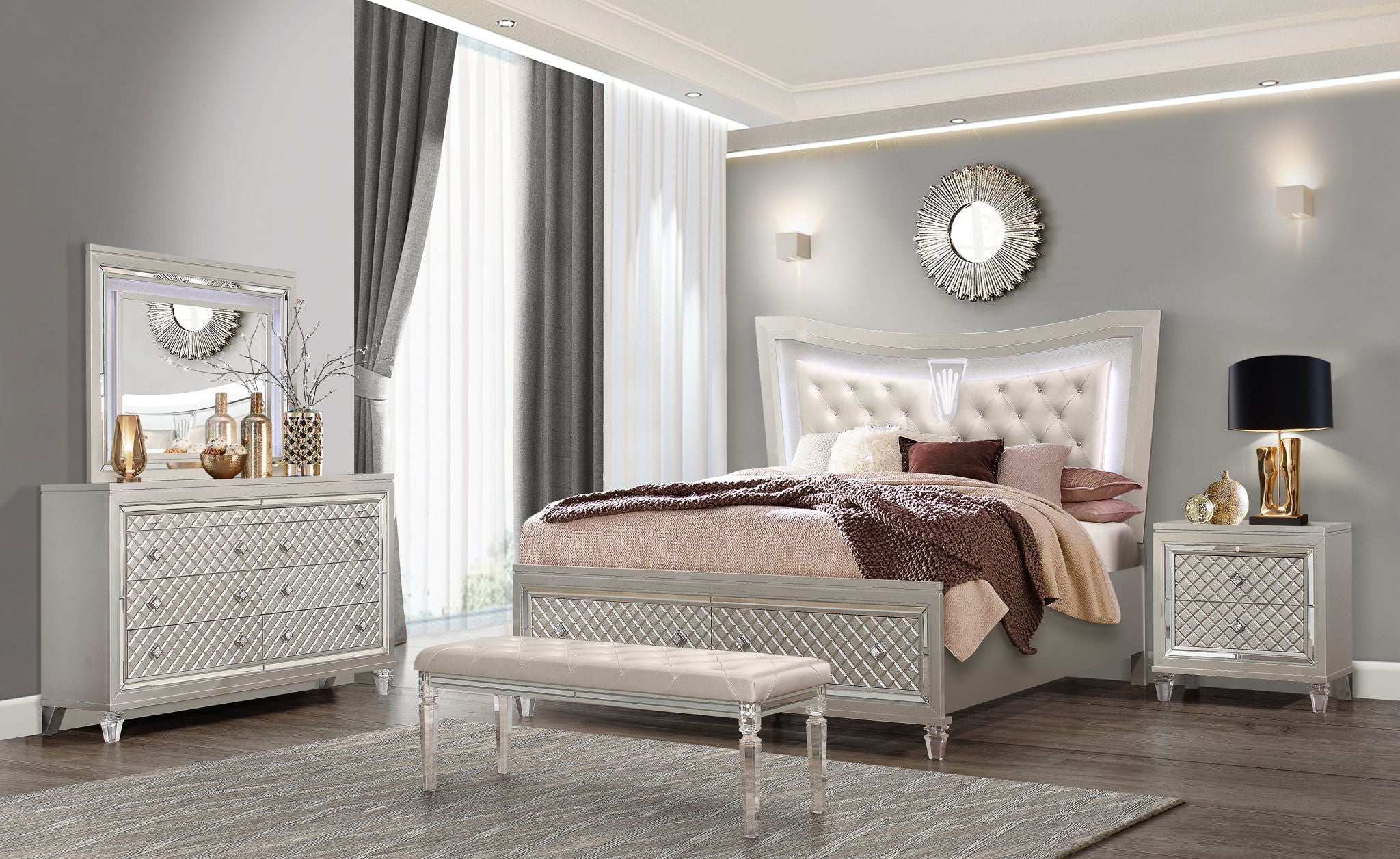 Paris - King Bed Storage Footboard & Slats - Champagne