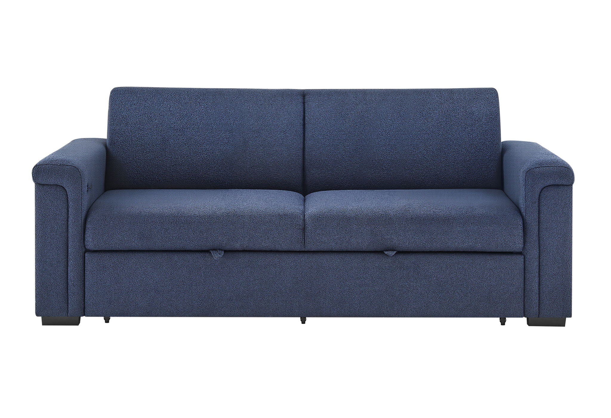 U0211 - Wooden Bookcase Sofa Bed Arms With Acrylic Shelf, LED, And Speakers - Navy