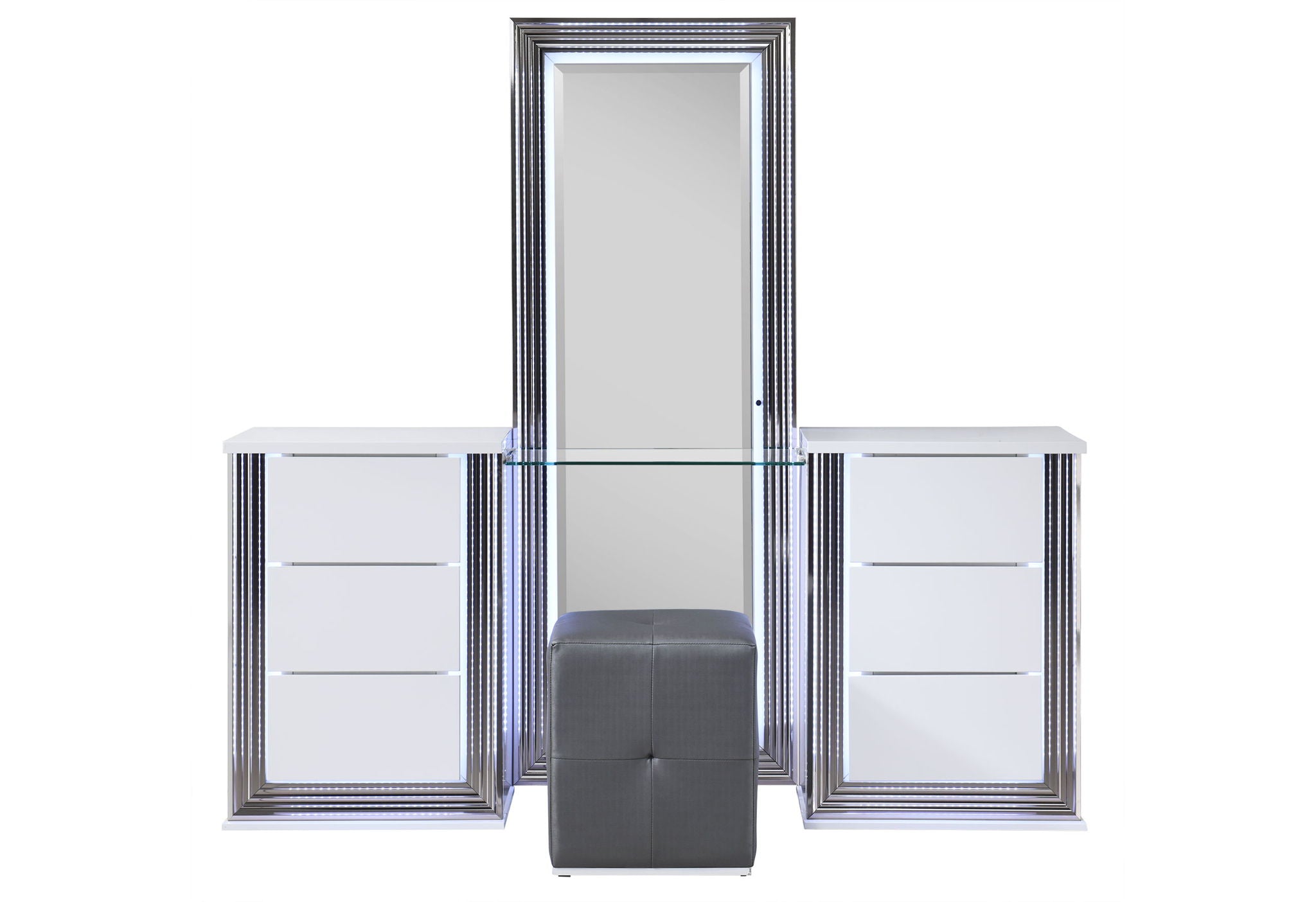 Ylime - RAF Vanity Dresser With LED - Smooth White