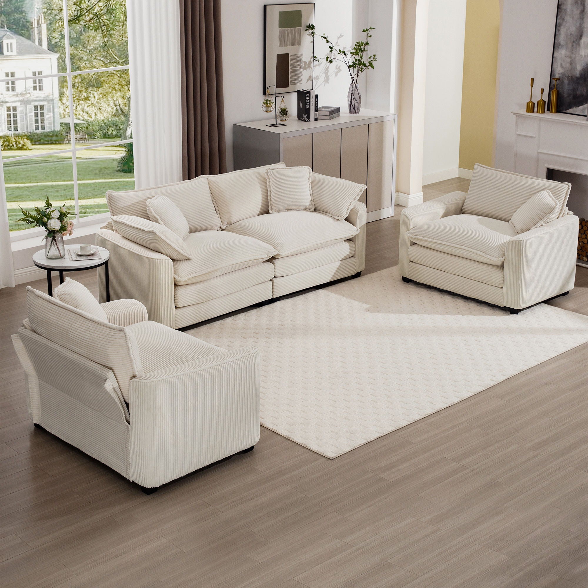Elegant Oversized Sectional Sofa Set With Deep Seats And Flexible Layout